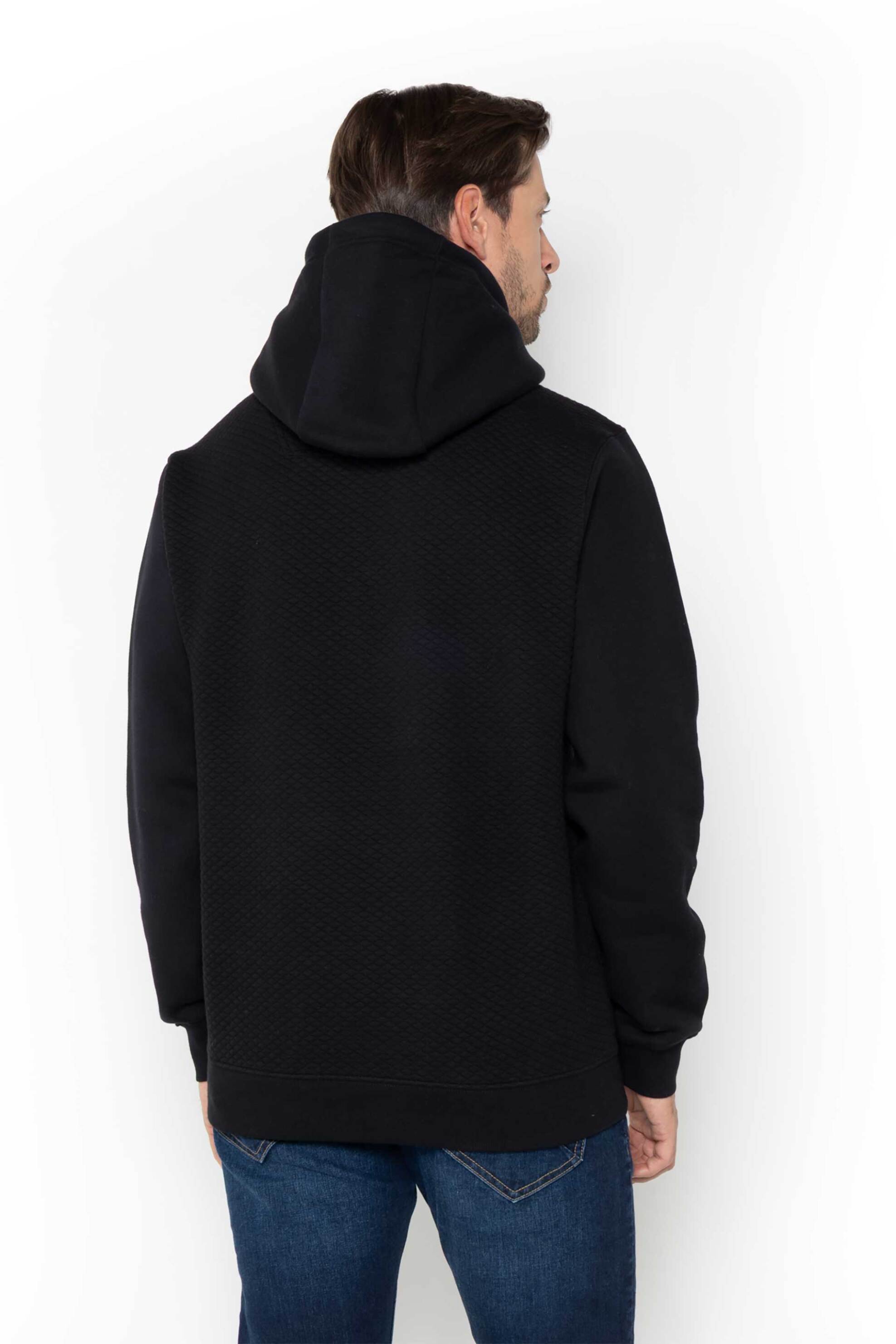 Nautica ανδρική μπλούζα φούτερ με ανάγλυφο σχέδιο, κουκούλα και κεντημένο λογότυπο - N1T03871 Μαύρο φωτογραφία