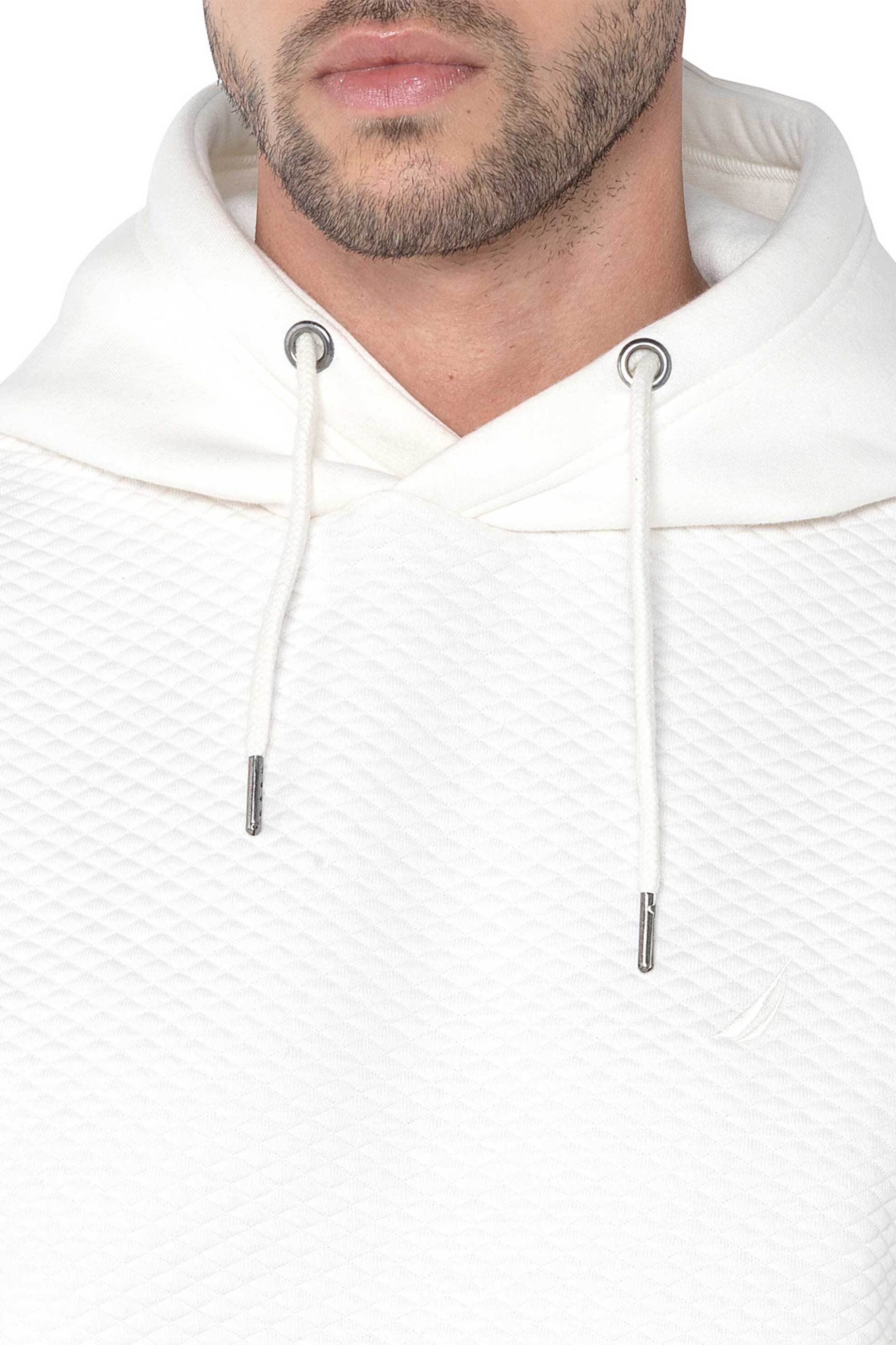 Nautica ανδρική μπλούζα φούτερ με ανάγλυφο σχέδιο, κουκούλα και κεντημένο λογότυπο - N1T03871 Λευκό φωτογραφία