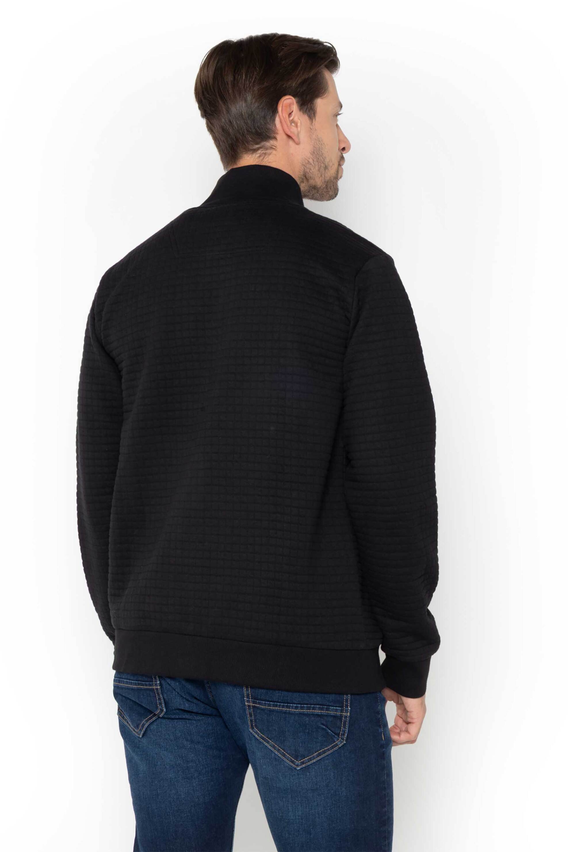 Nautica ανδρική ζακέτα φούτερ με ανάγλυφο σχέδιο και κεντημένο λογότυπο - N1T03872 Μαύρο φωτογραφία