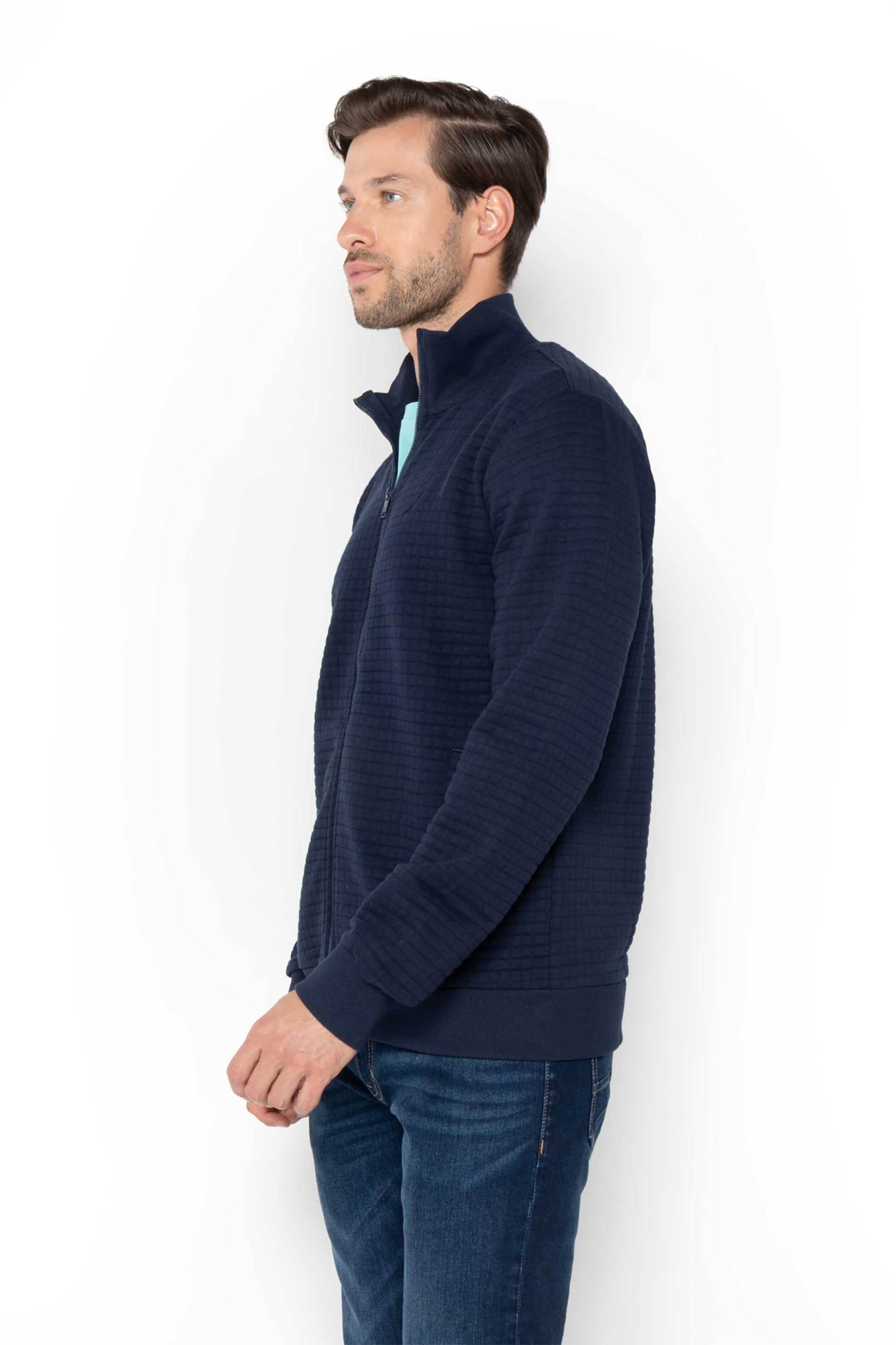 Nautica ανδρική ζακέτα φούτερ με ανάγλυφο σχέδιο και κεντημένο λογότυπο - N1T03872 Μπλε Σκούρο φωτογραφία