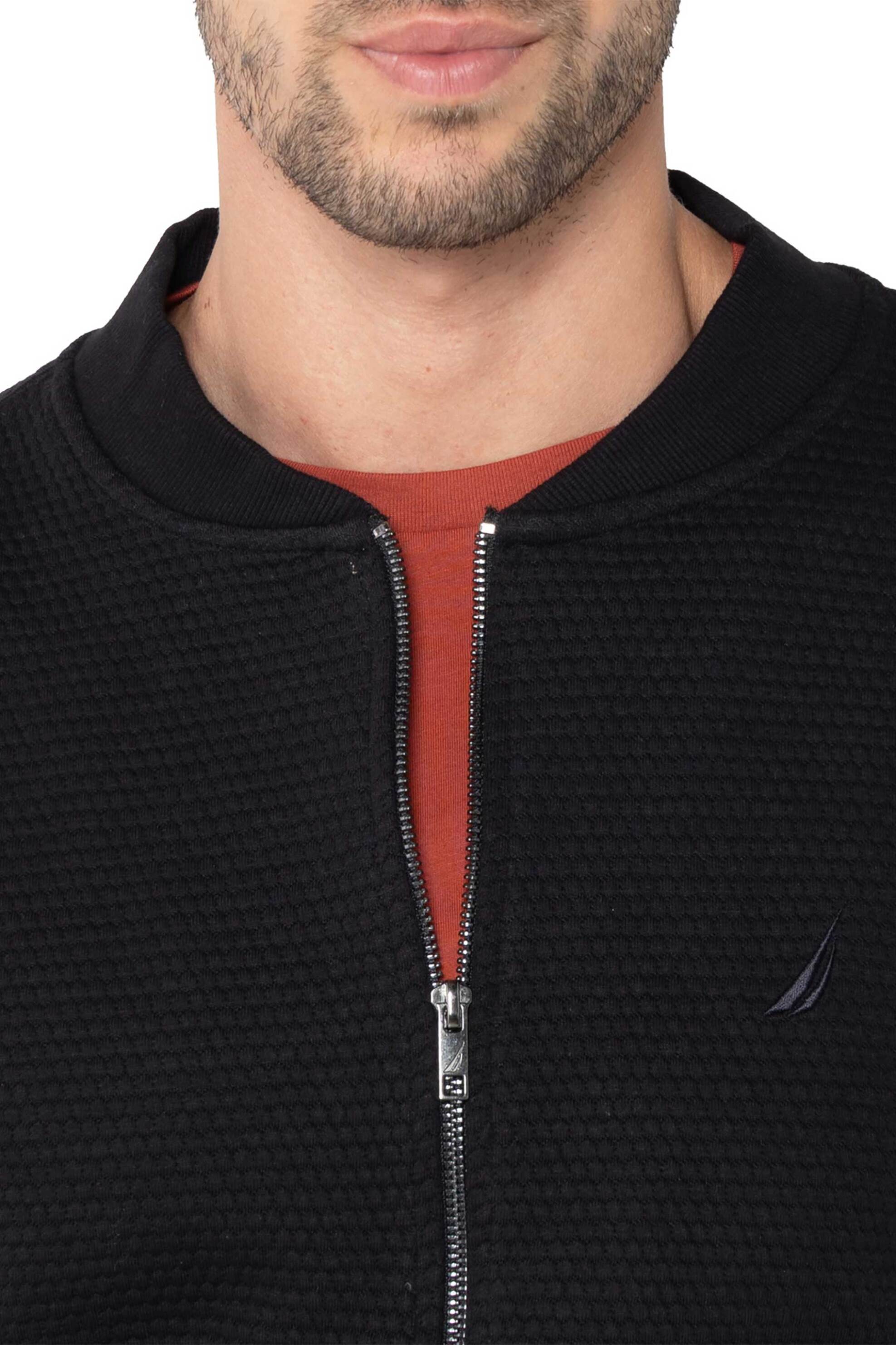 Nautica ανδρική ζακέτα φούτερ structured με κεντημένο λογότυπο - N1T03874 Μαύρο φωτογραφία