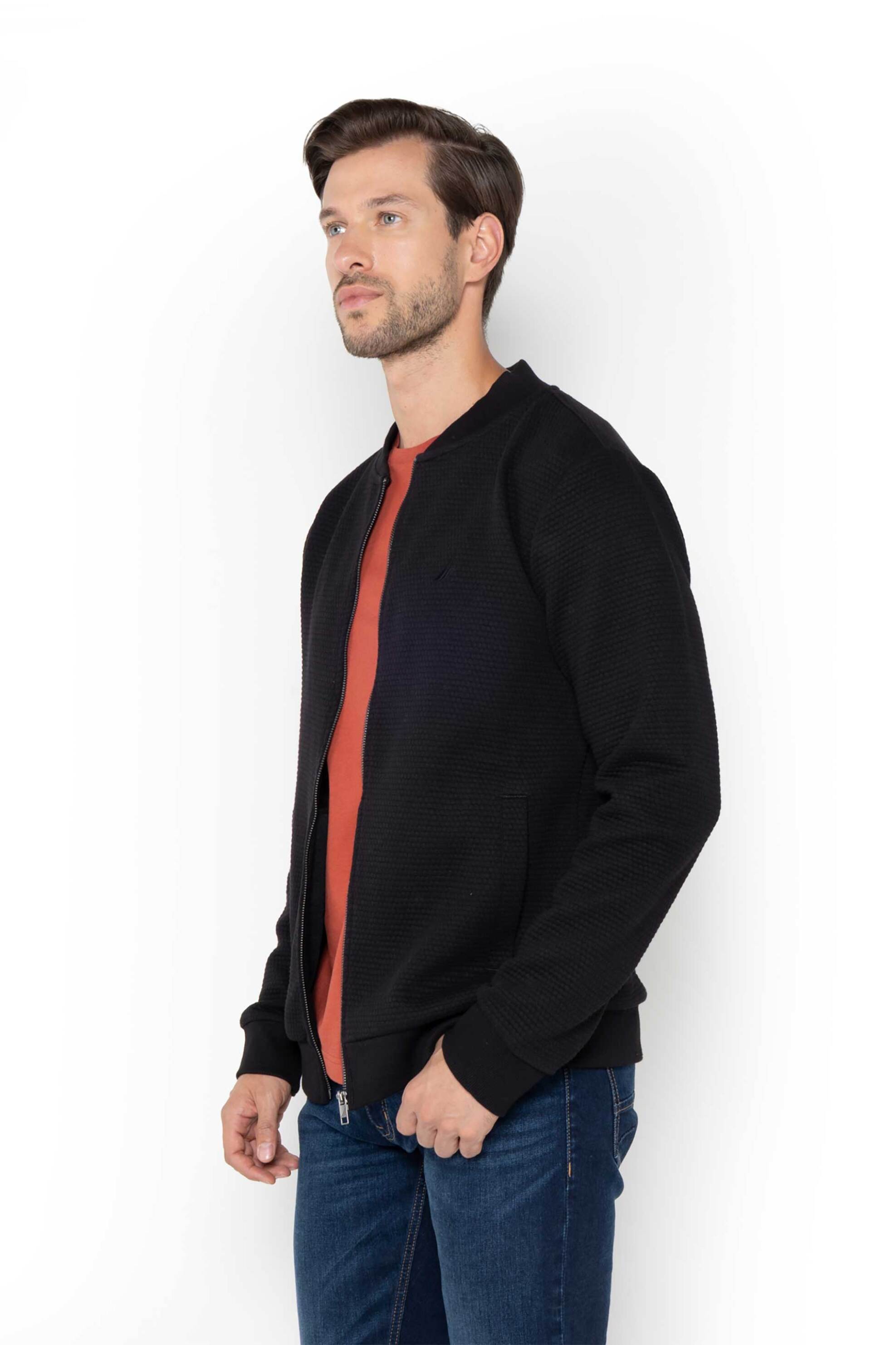 Nautica ανδρική ζακέτα φούτερ structured με κεντημένο λογότυπο - N1T03874 Μαύρο φωτογραφία