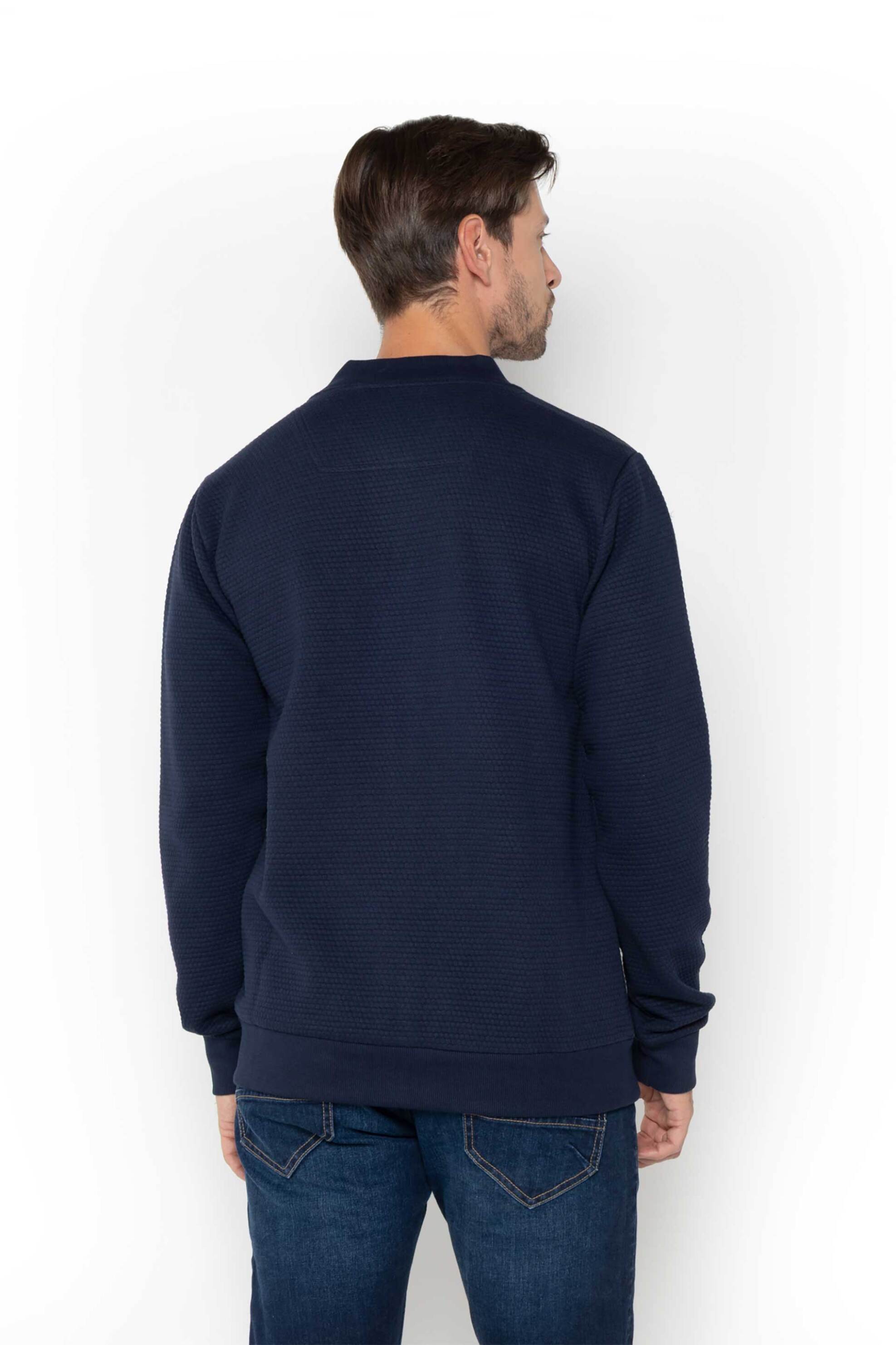 Nautica ανδρική ζακέτα φούτερ structured με κεντημένο λογότυπο - N1T03874 Μπλε Σκούρο φωτογραφία