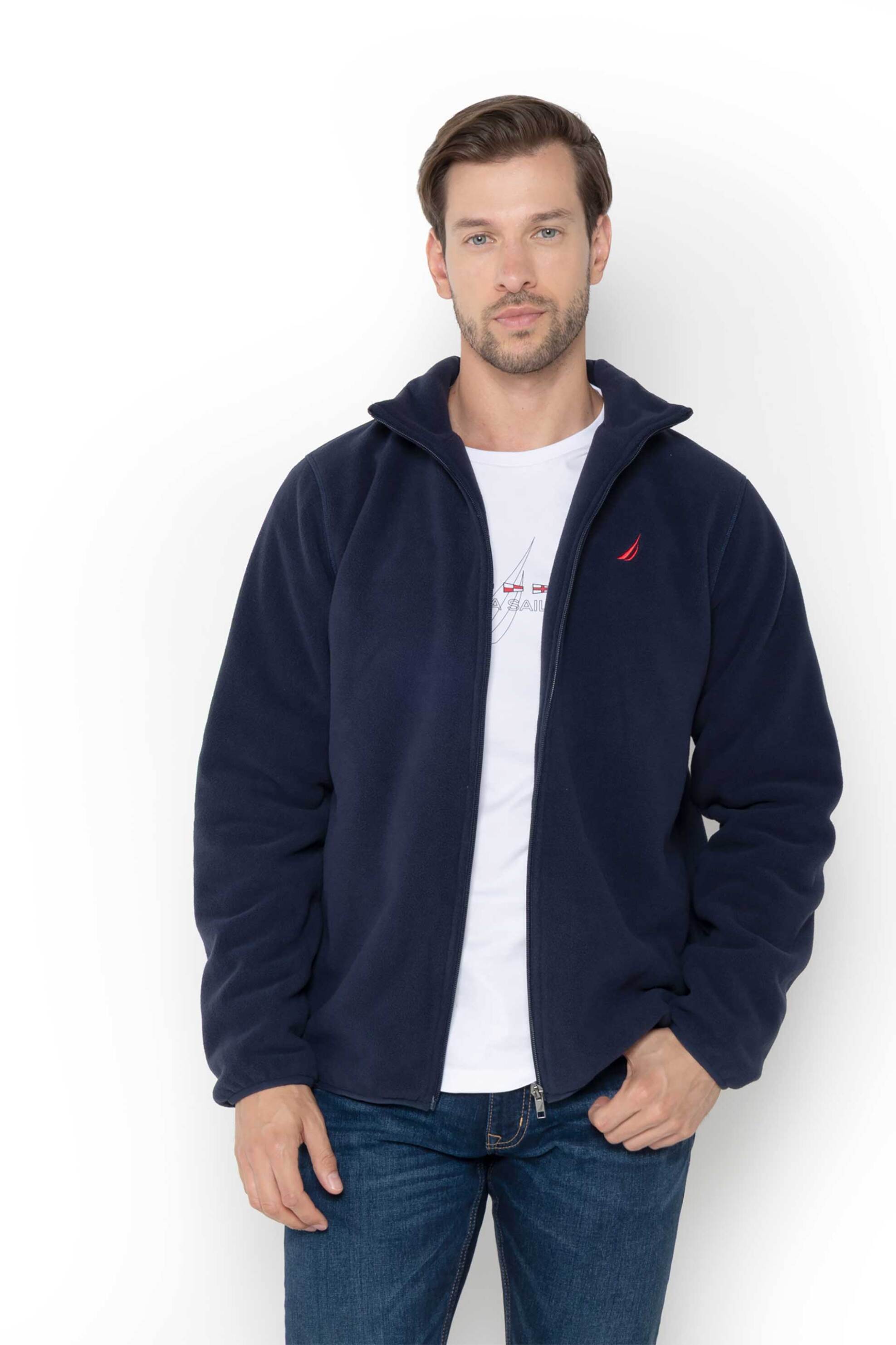 NAUTICA Nautica ανδρική ζακέτα φούτερ με κεντημένο λογότυπο - N1T04170 Μπλε Σκούρο