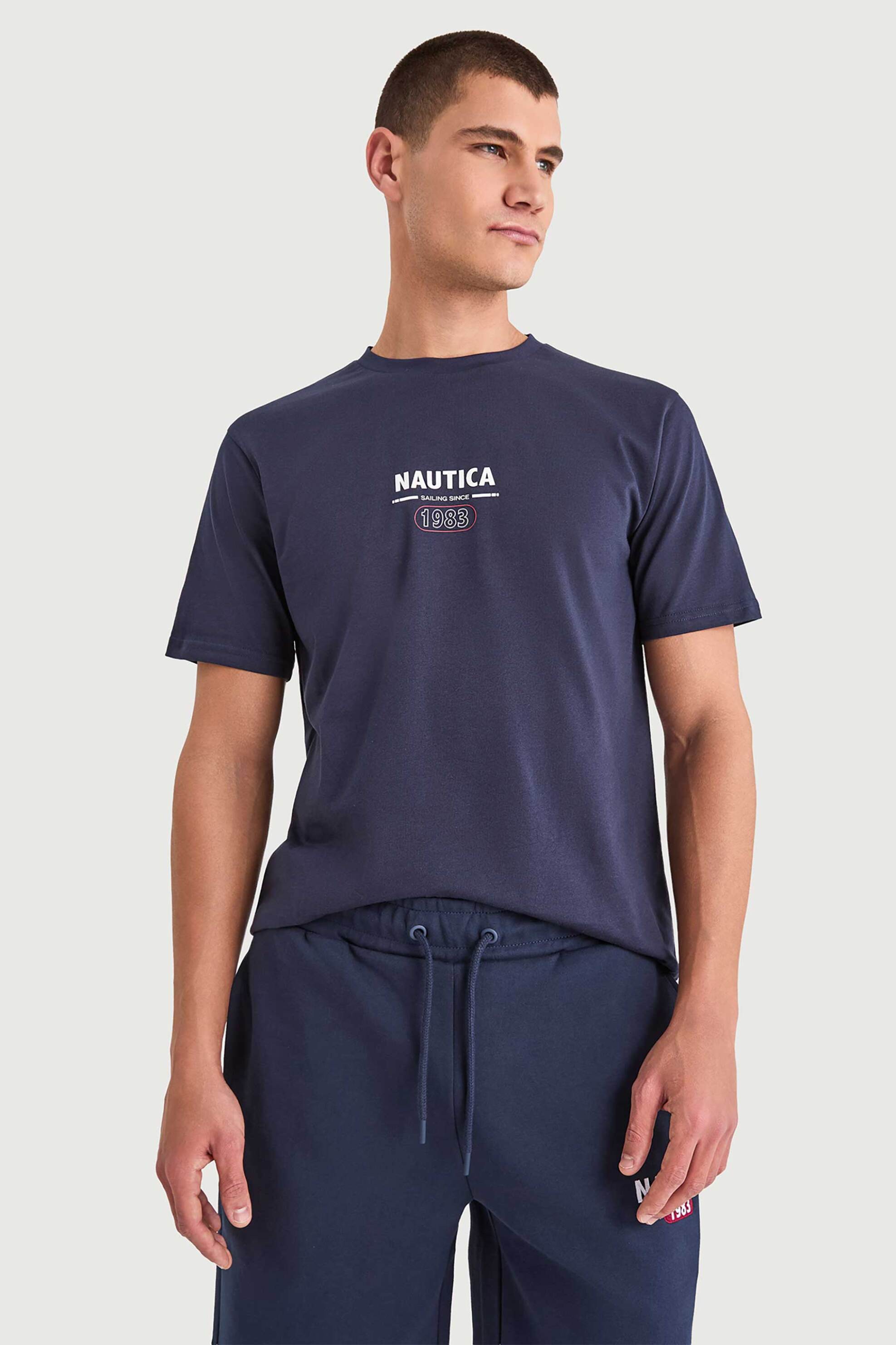 Nautica ανδρικό T-shirt με λογότυπο "Sirena" - N1V03945 Μπλε Σκούρο