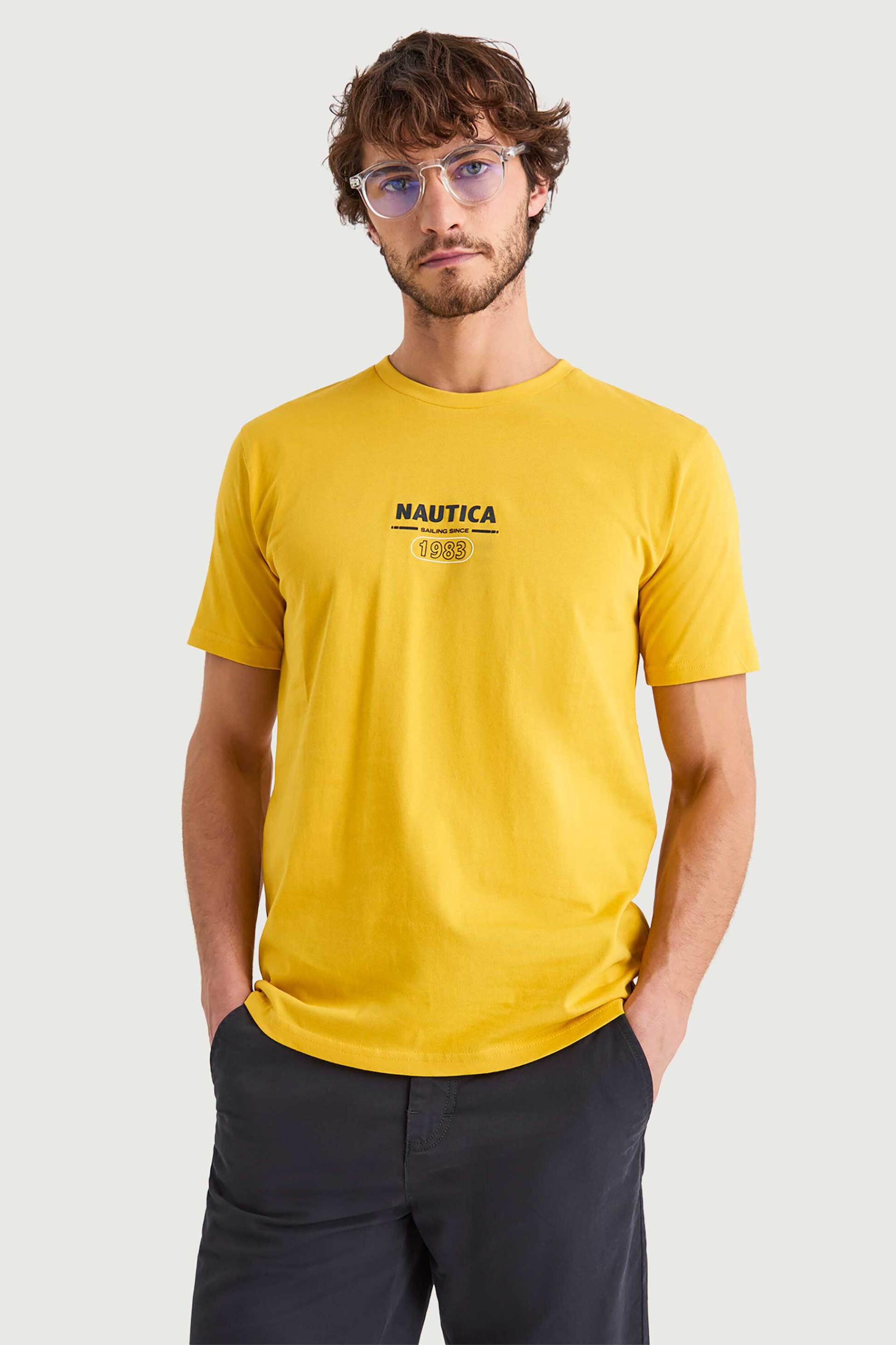 Nautica ανδρικό T-shirt με λογότυπο "Sirena" - N1V03945 Κίτρινο