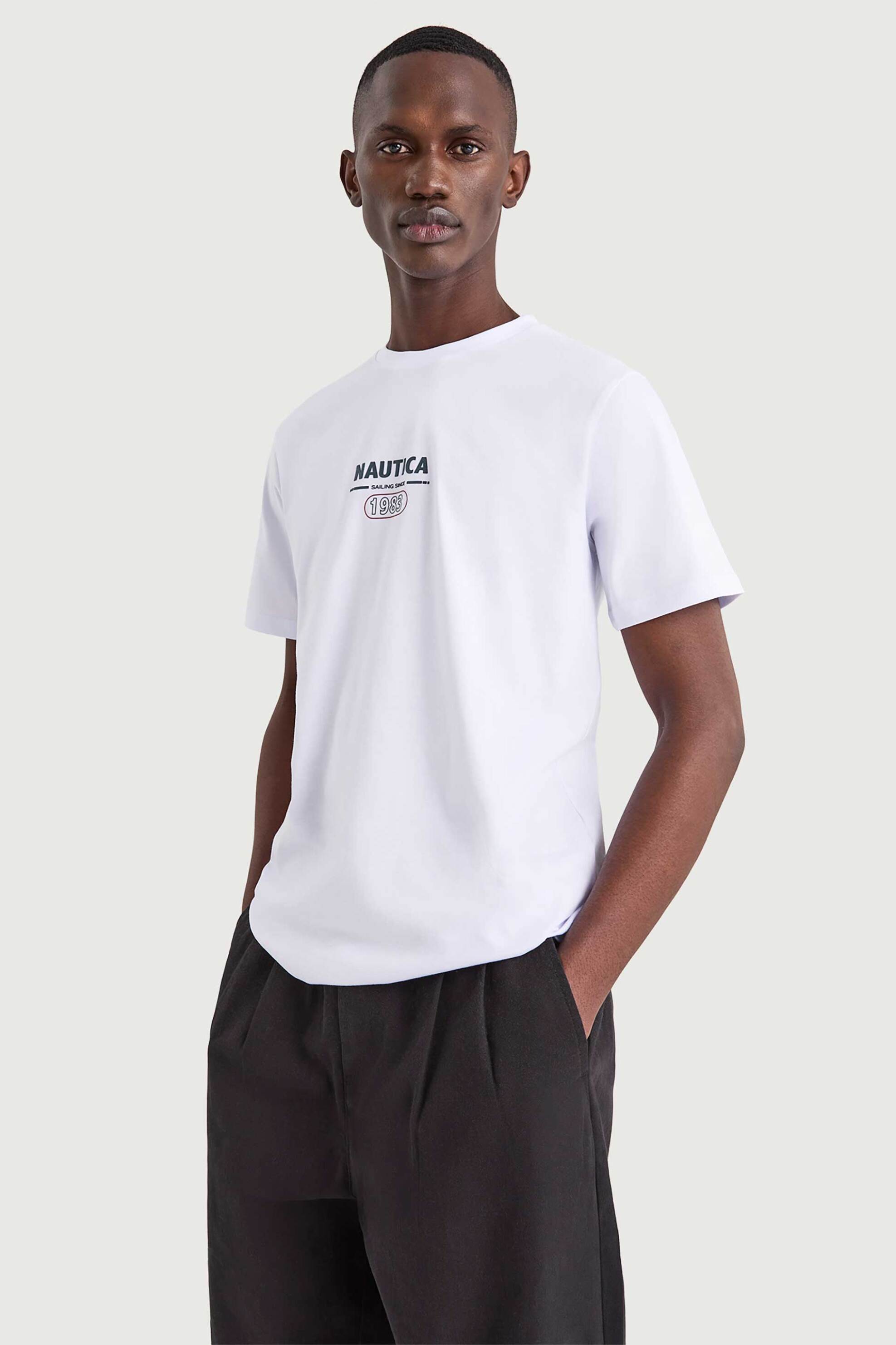 Nautica ανδρικό T-shirt με λογότυπο "Sirena" - N1V03945 Λευκό