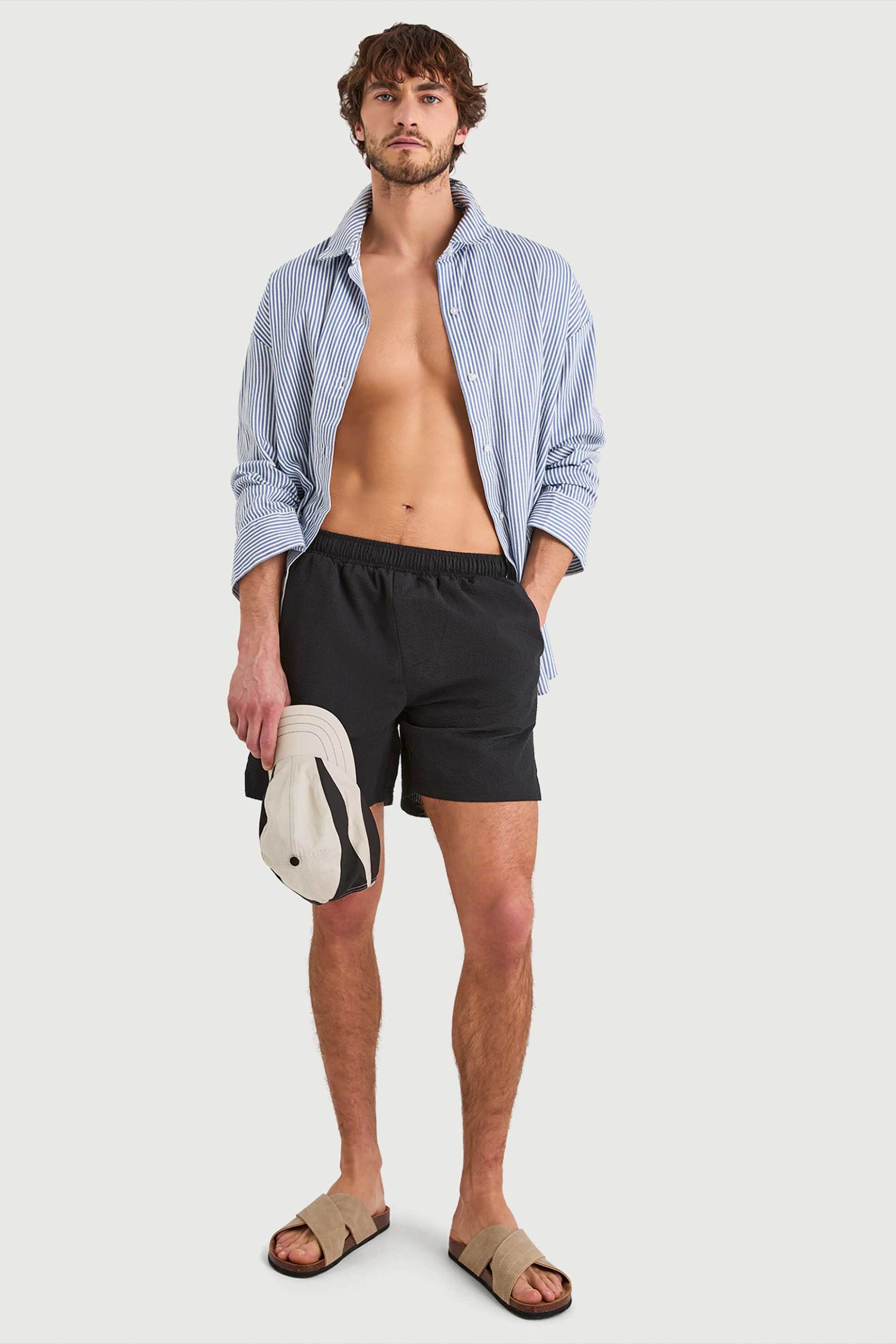 Nautica ανδρικό μαγιό σορτς textured με κεντημένο λογότυπο "Brisa" - N1V03966 Μαύρο