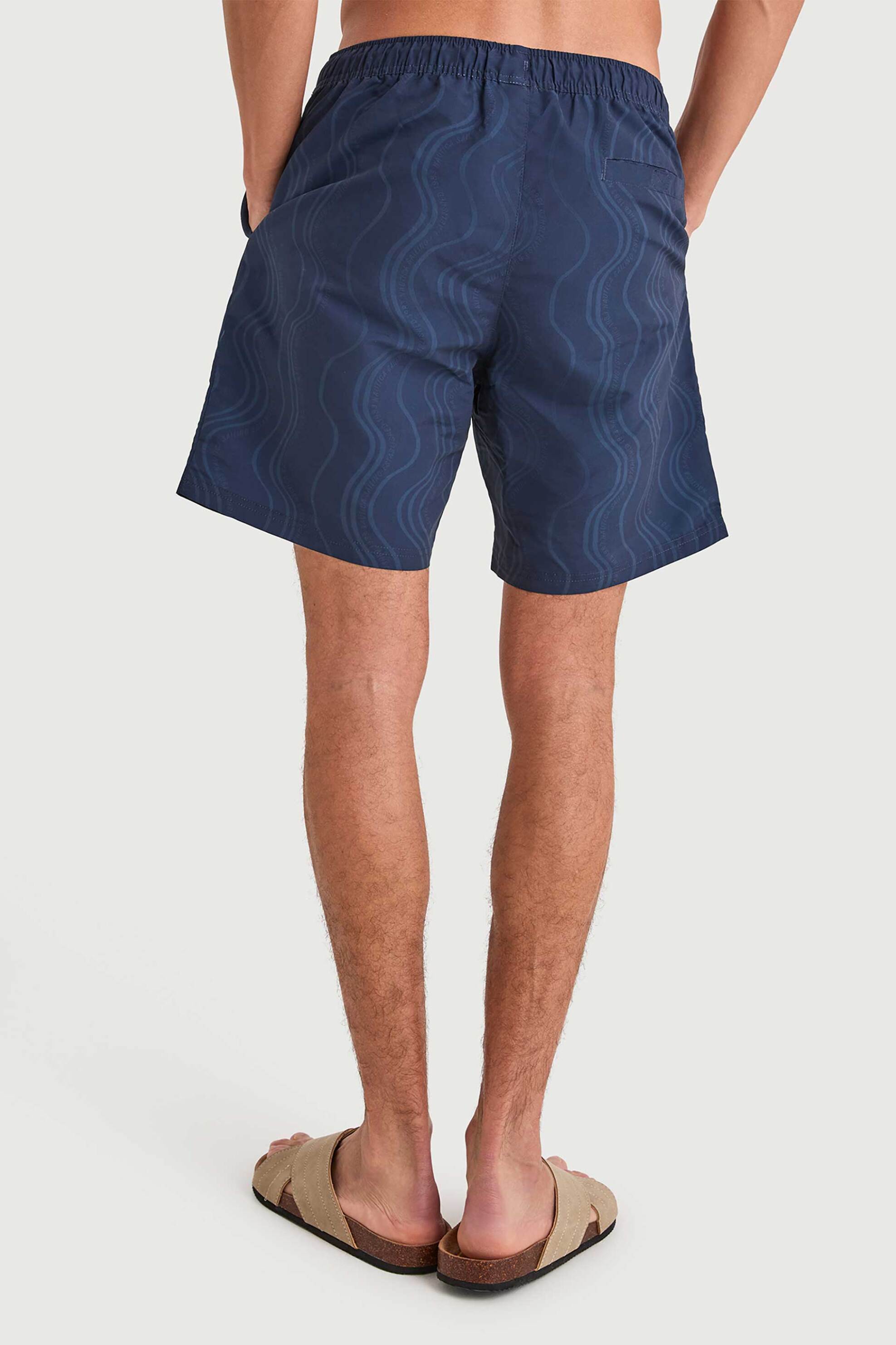 Nautica Ανδρικό Μαγιό Σορτς με All-Over Print Και Κεντημένο Λογότυπο Yukon - N1V04027 Μπλε Σκούρο