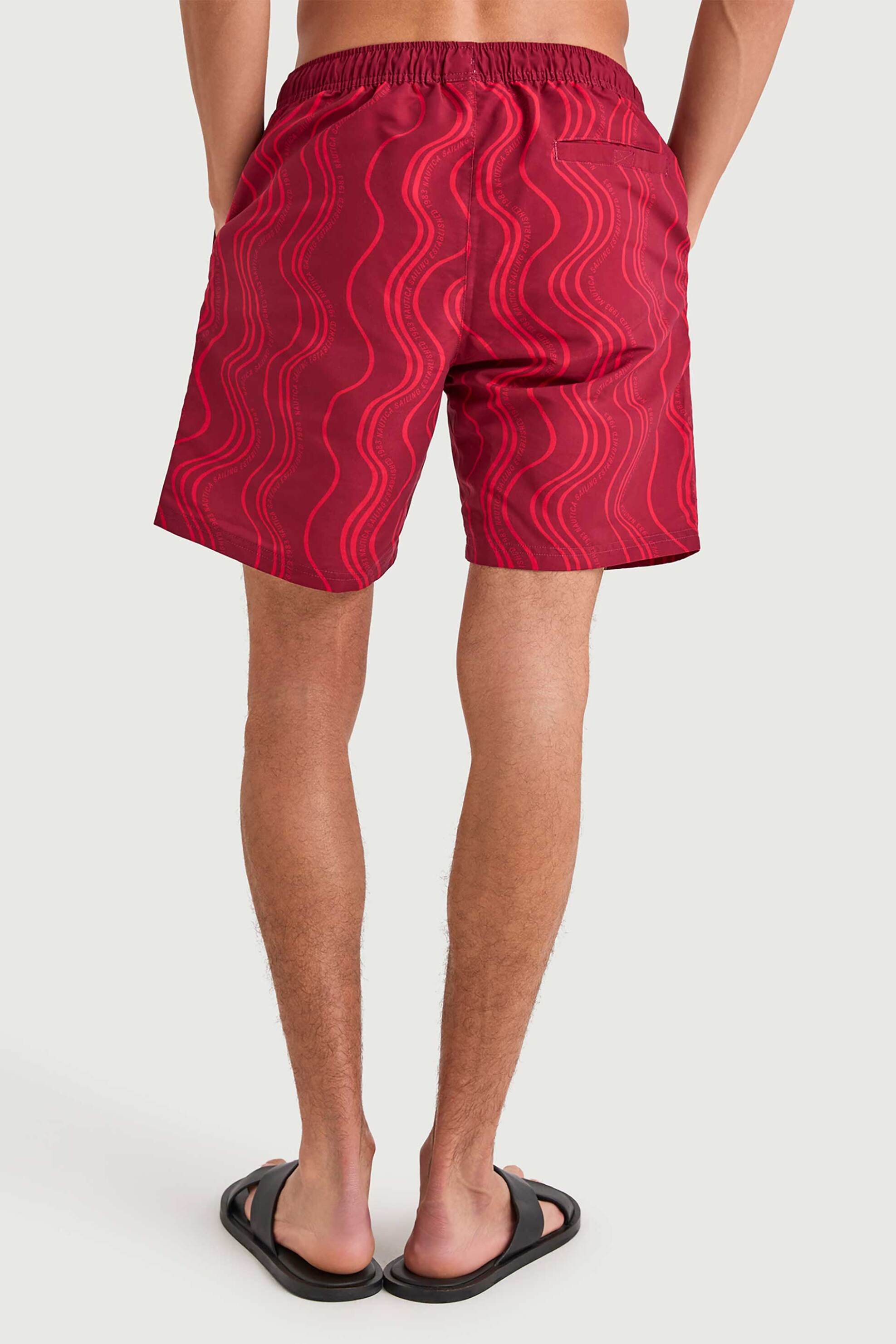 Nautica Ανδρικό Μαγιό Σορτς με All-Over Print Και Κεντημένο Λογότυπο Yukon - N1V04027 Κόκκινο Indian
