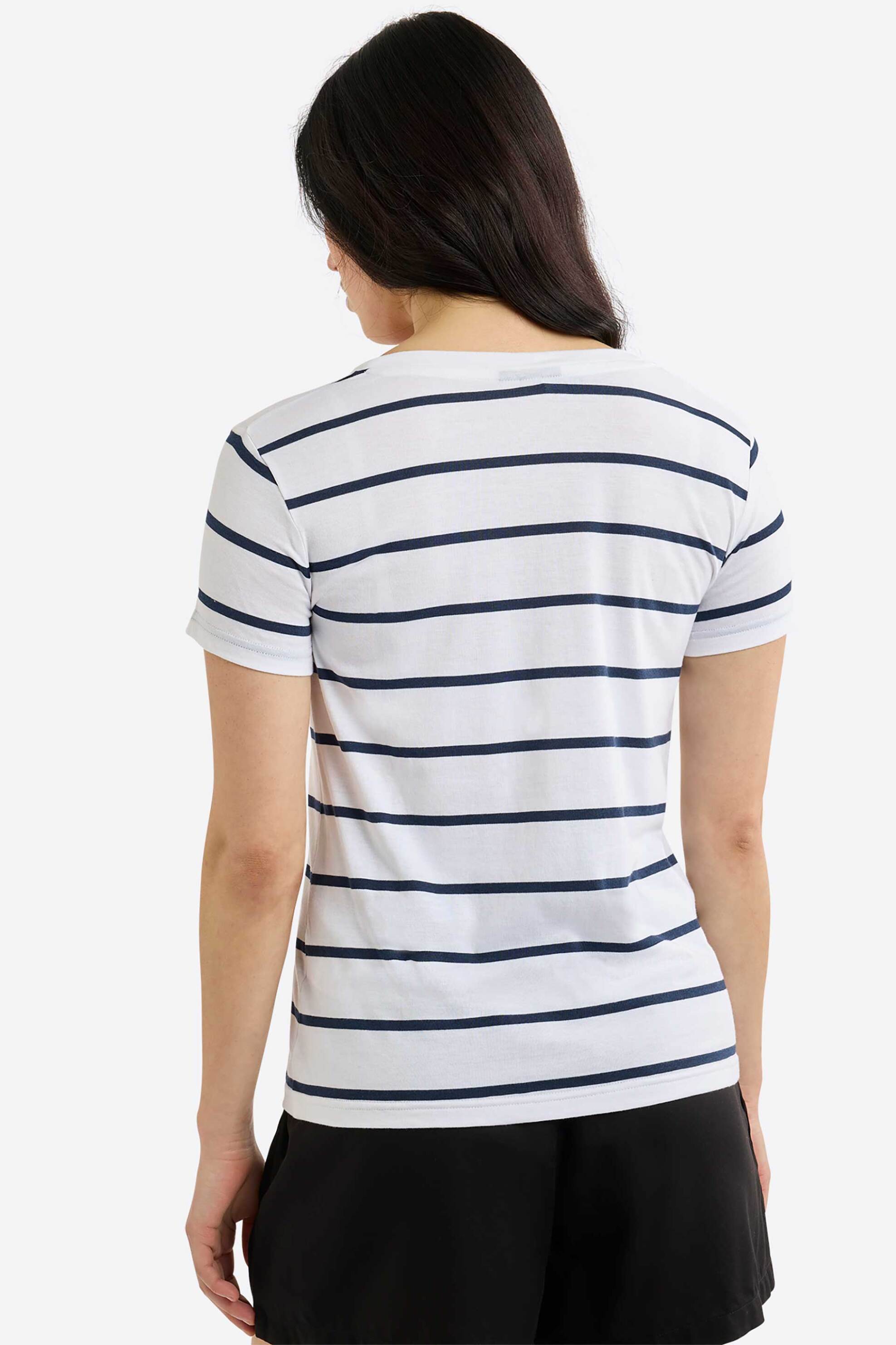 NAUTICA Nautica γυναικείο T-shirt με V, ριγέ σχέδιο και κεντημένο λογότυπο "Hosta" - N2R03047 Λευκό - 4