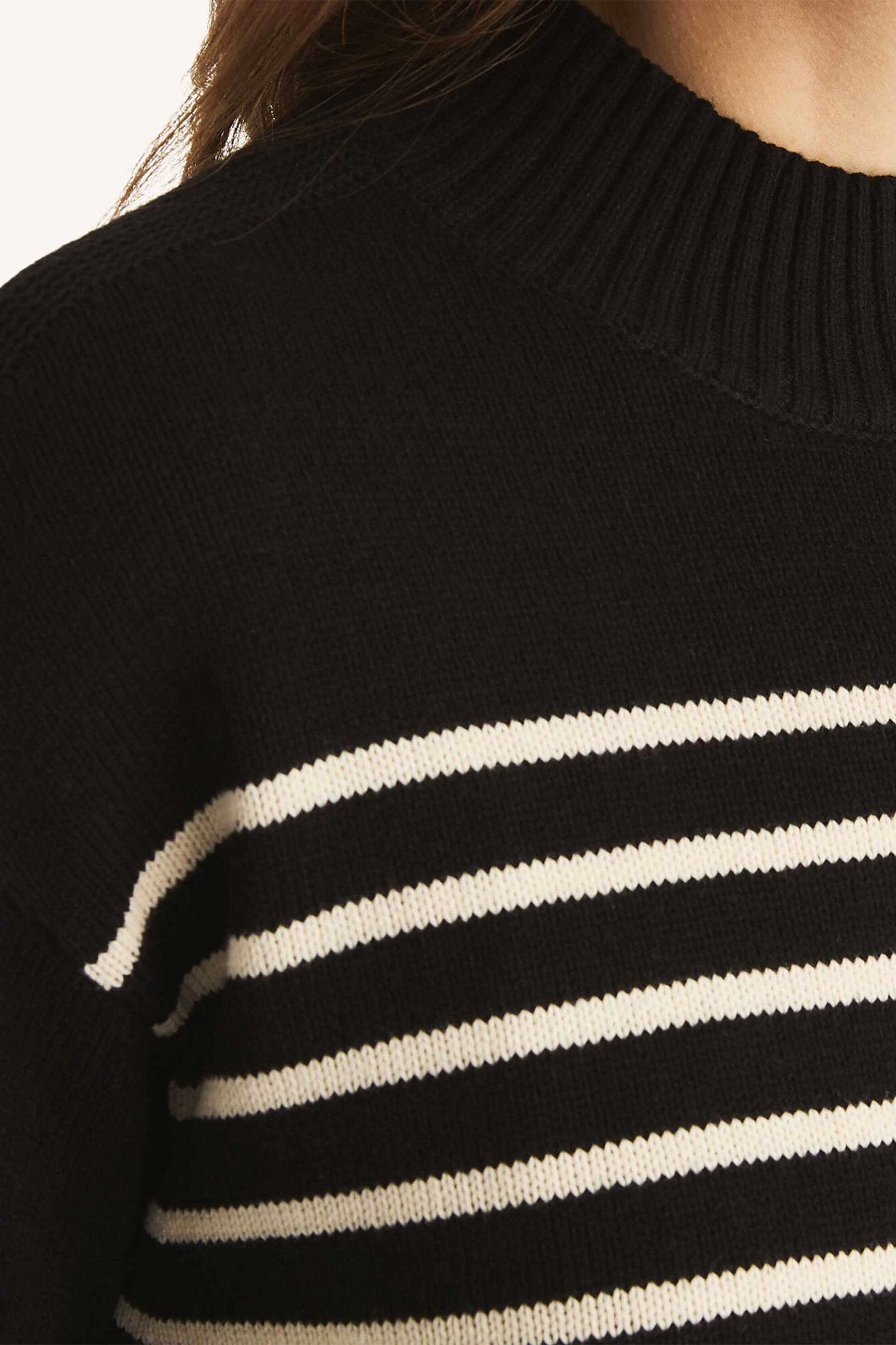 Nautica γυναικείο πουλόβερ με ριγέ σχέδιο και ψηλό λαιμό Classic Fit - N5HSN133 Μαύρο φωτογραφία