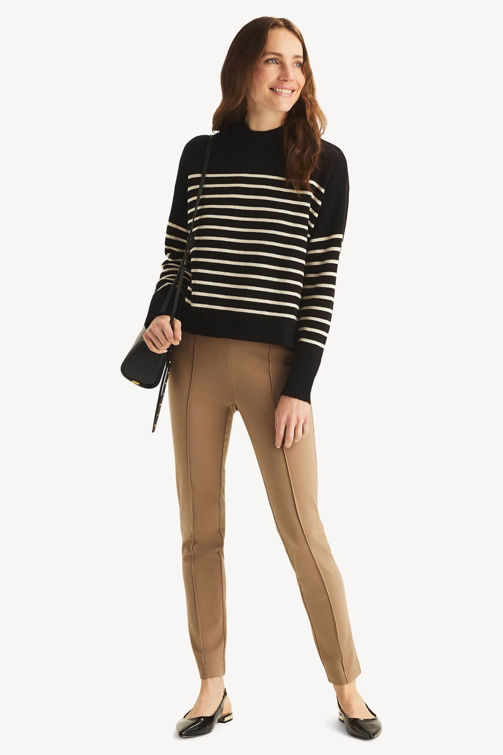 Nautica γυναικείο πουλόβερ με ριγέ σχέδιο και ψηλό λαιμό Classic Fit - N5HSN133 Μαύρο φωτογραφία