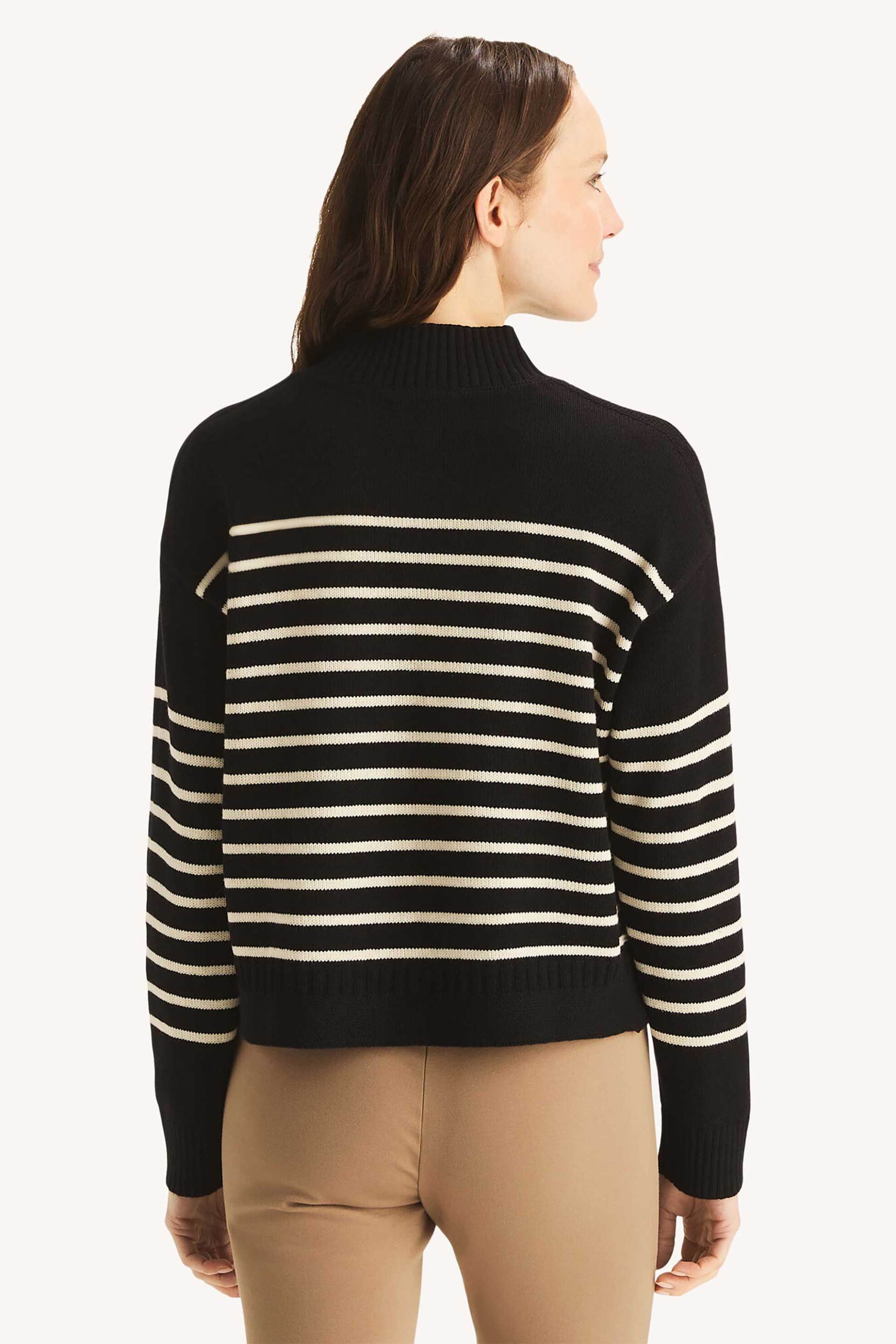 Nautica γυναικείο πουλόβερ με ριγέ σχέδιο και ψηλό λαιμό Classic Fit - N5HSN133 Μαύρο φωτογραφία