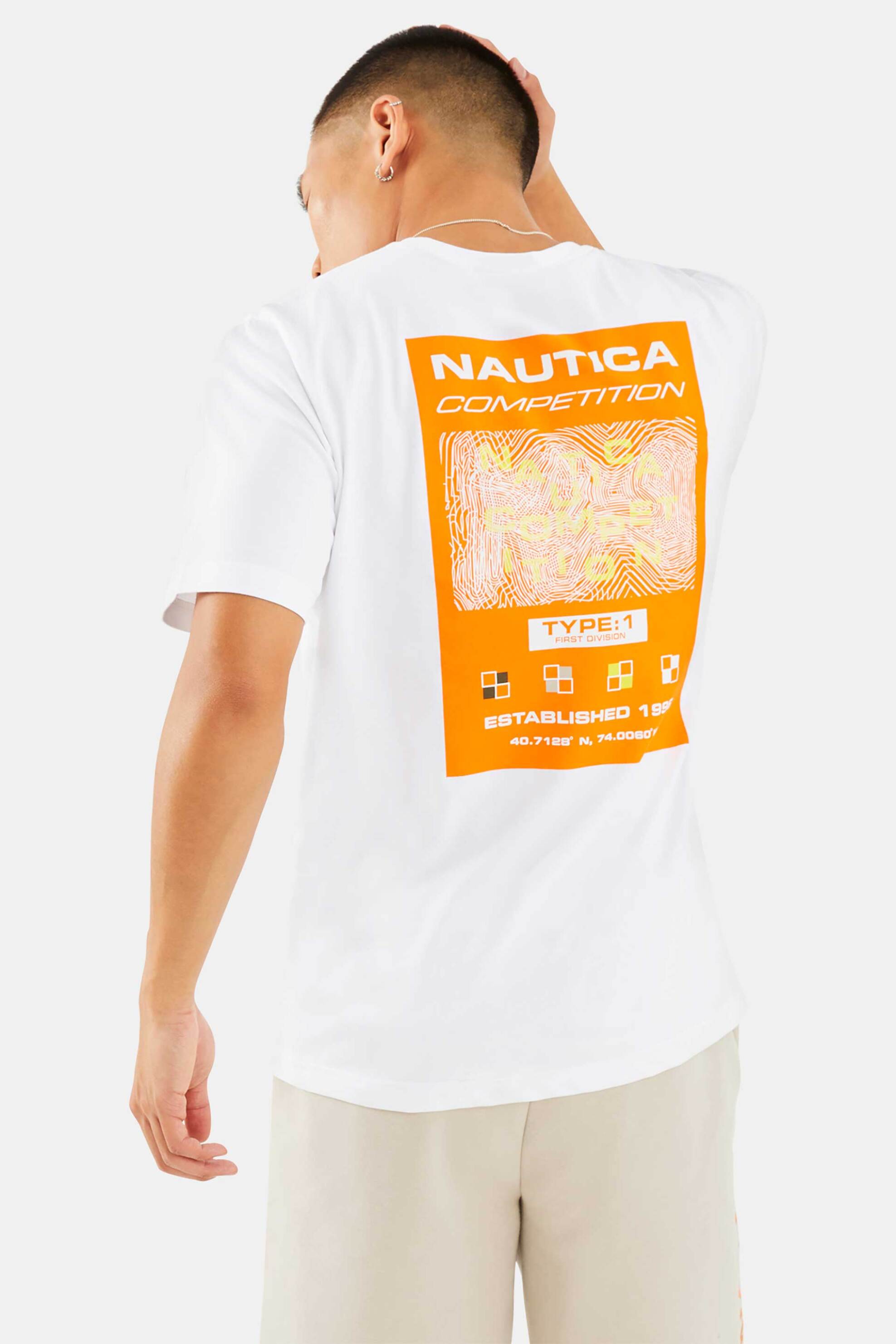 Nautica Ανδρικό T-Shirt με Print Στην Πλάτη - N7M01378 Λευκό