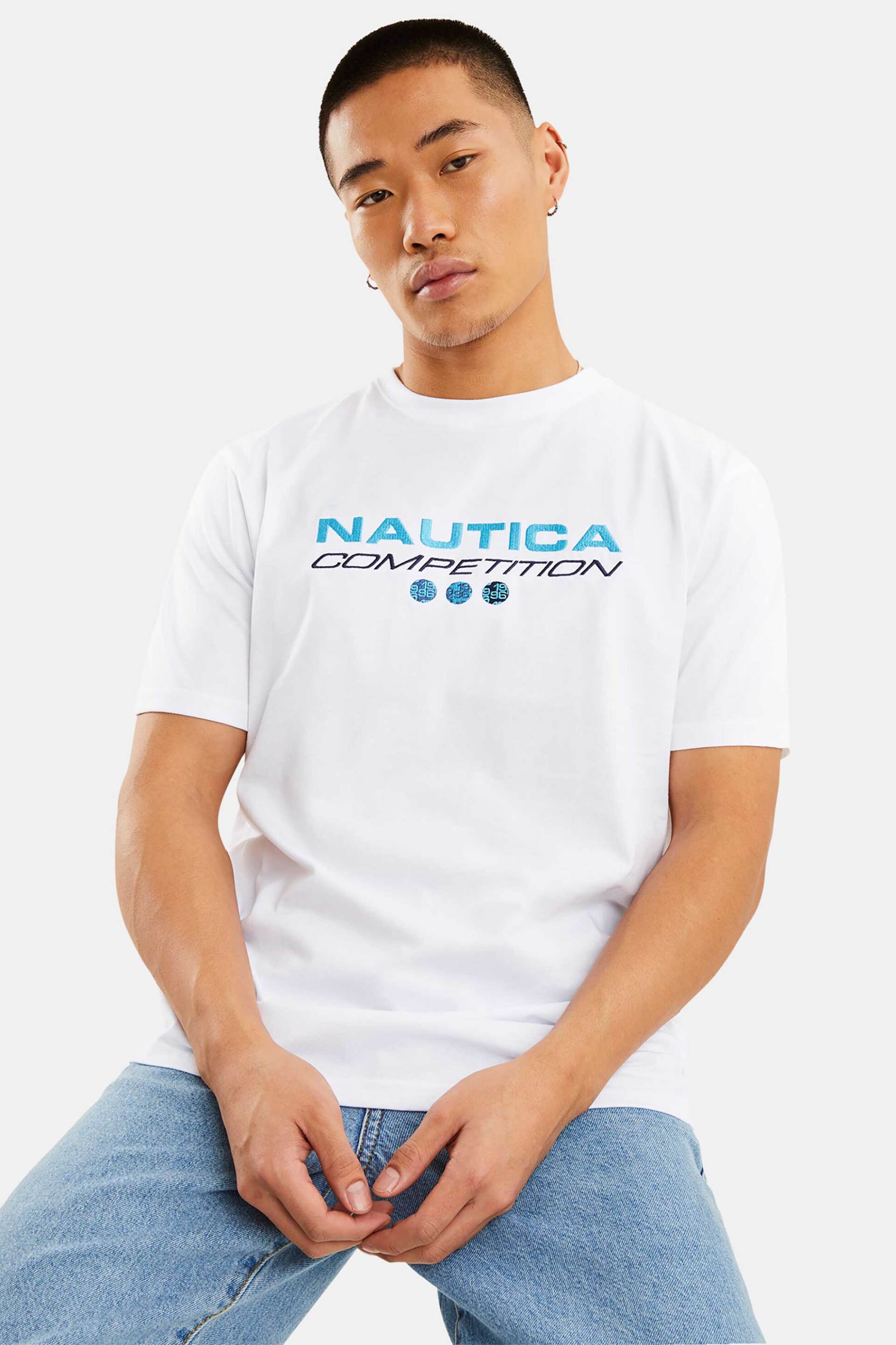Ανδρική Μόδα > Ανδρικά Ρούχα > Ανδρικές Μπλούζες > Ανδρικά T-Shirts Nautica ανδρικό T-shirt με logo print στο στήθος - N7M01413 Λευκό