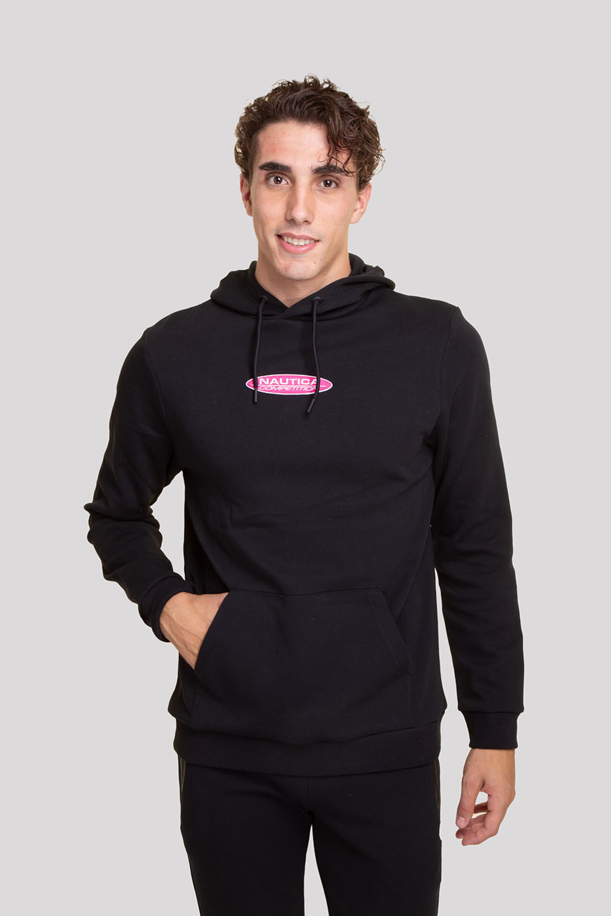 Nautica ανδρική μπλούζα φούτερ με κουκούλα και graphic print στο πίσω μέρος - N7P02112 Μαύρο