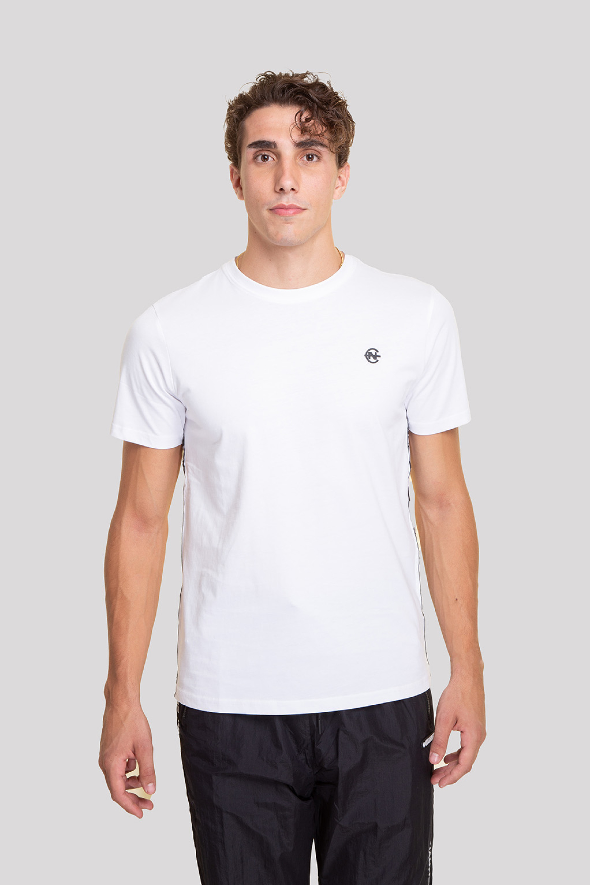 Nautica ανδρικό T-shirt με logo tape στο πλάι - N7P02113 Λευκό