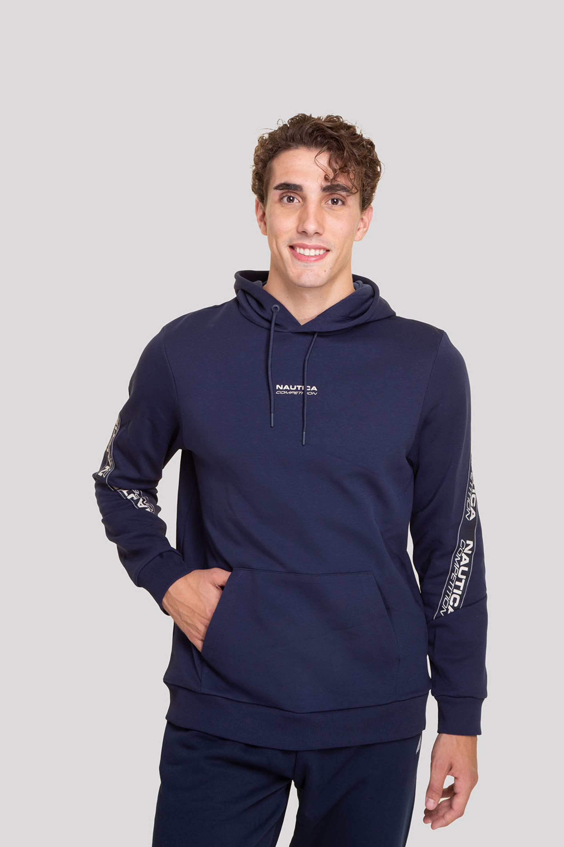 NAUTICA Nautica ανδρική μπλούζα φούτερ με κουκούλα και λογότυπο - N7P02131 Μπλε Σκούρο