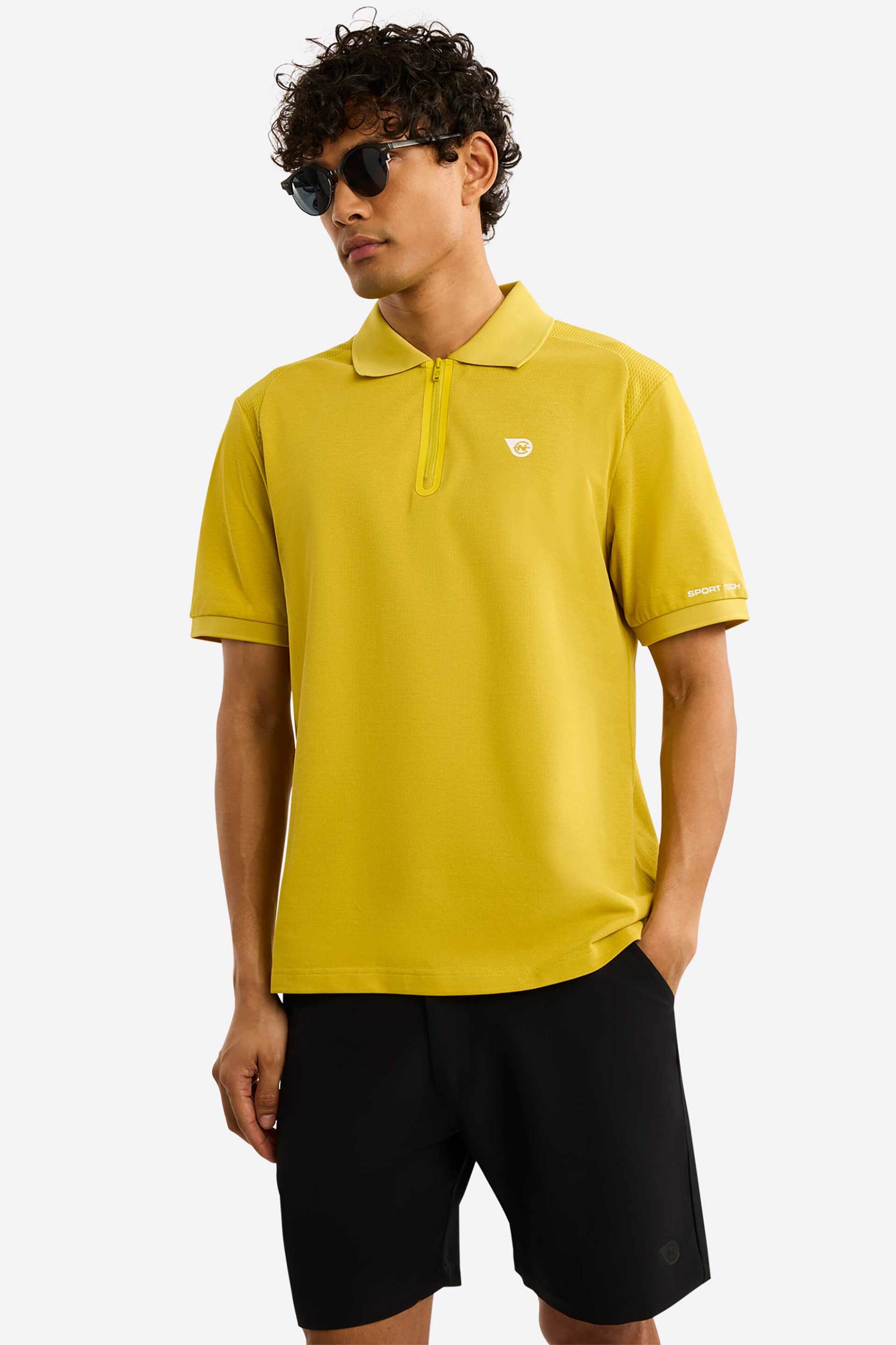 NAUTICA Nautica ανδρική μπλούζα πόλο κοντομάνικη με monogram και 1/2 φερμουάρ Regular Fit "Patrick" - N7R02864 Κίτρινο