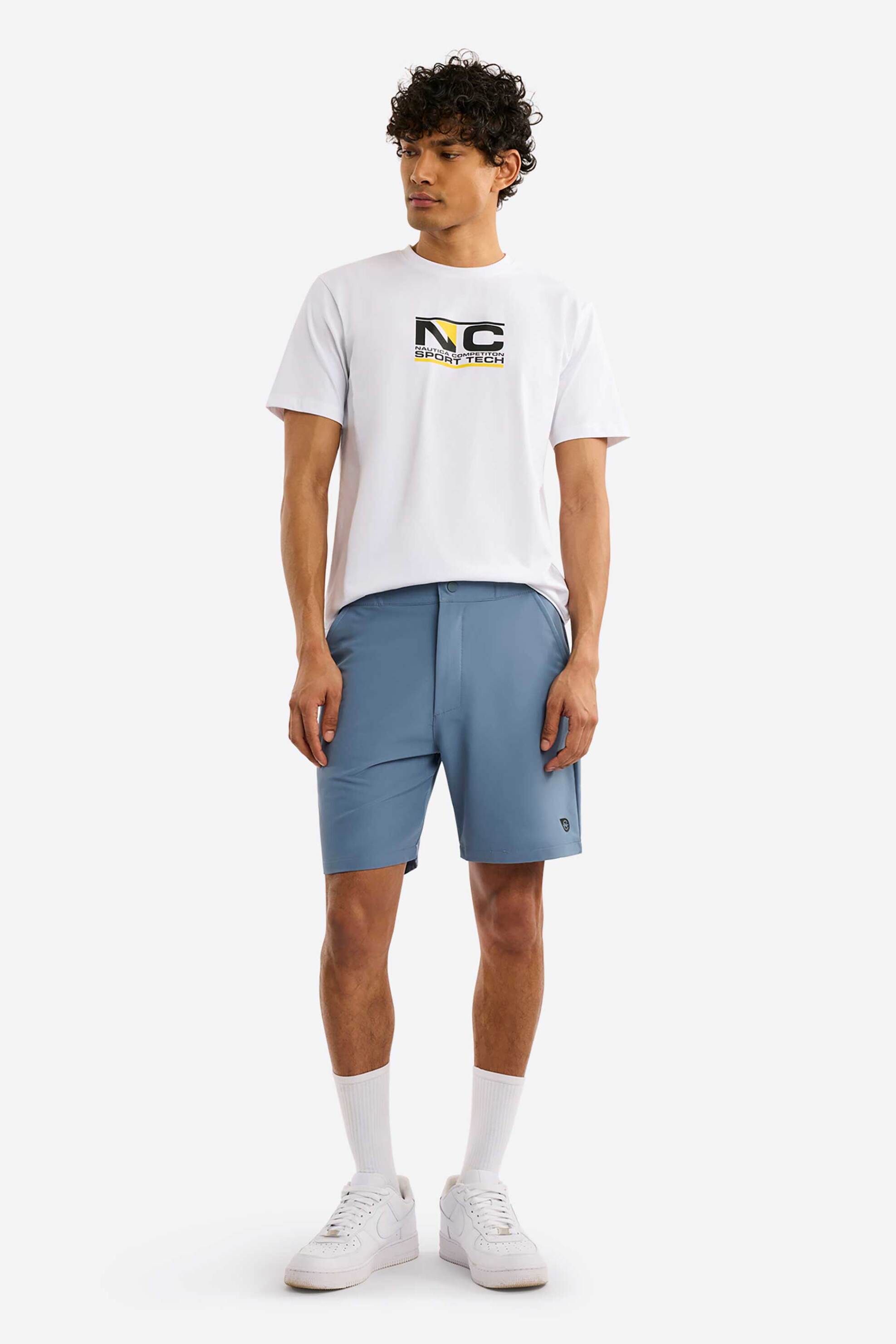 NAUTICA Nautica ανδρική βερμούδα με contrast logo Regular Fit "Summerhill" - N7R02869 Γκρι Γαλάζιο