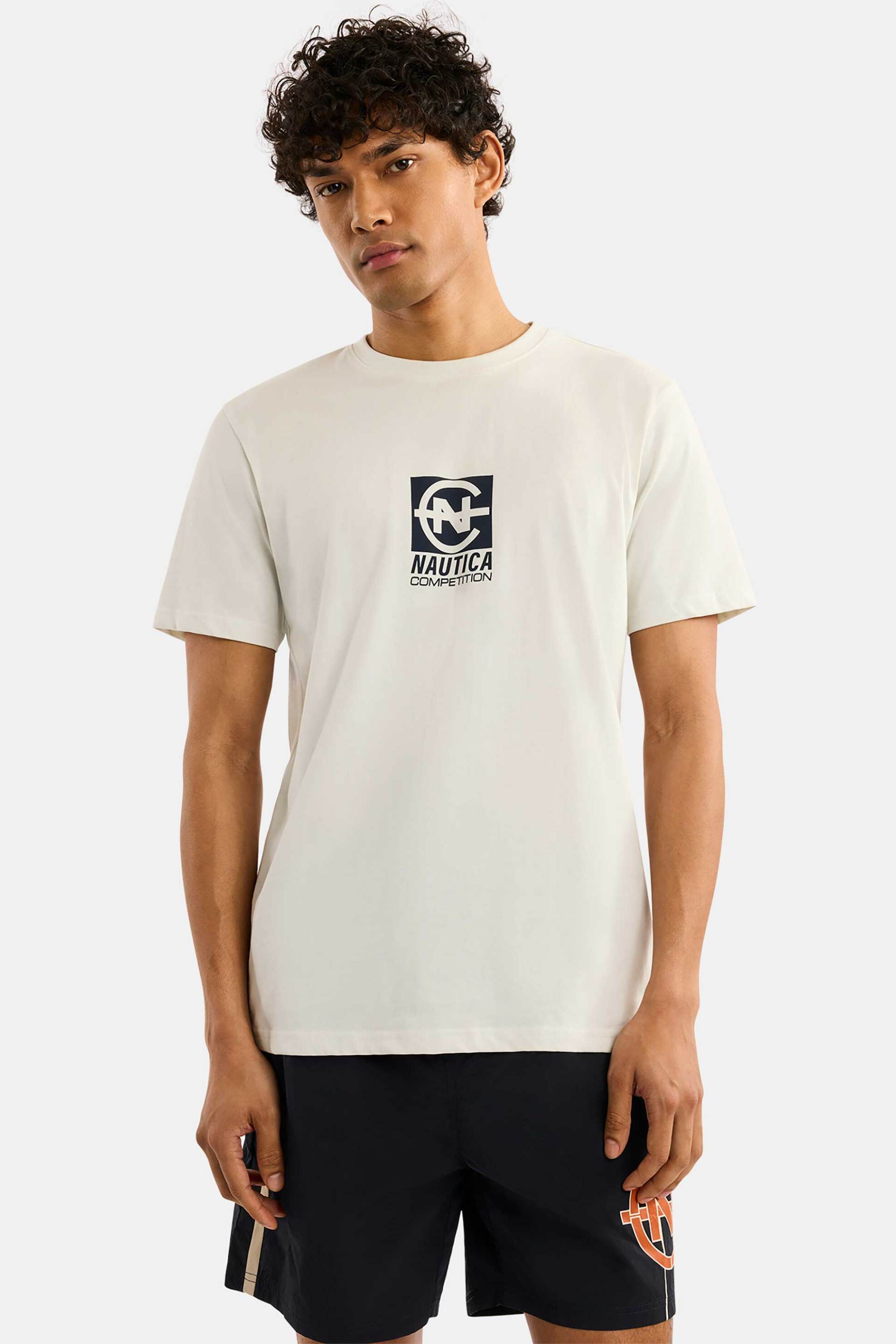 NAUTICA Nautica ανδρικό T-shirt με graphic logo print Regular Fit "Fermoy" - N7R02878 Εκρού