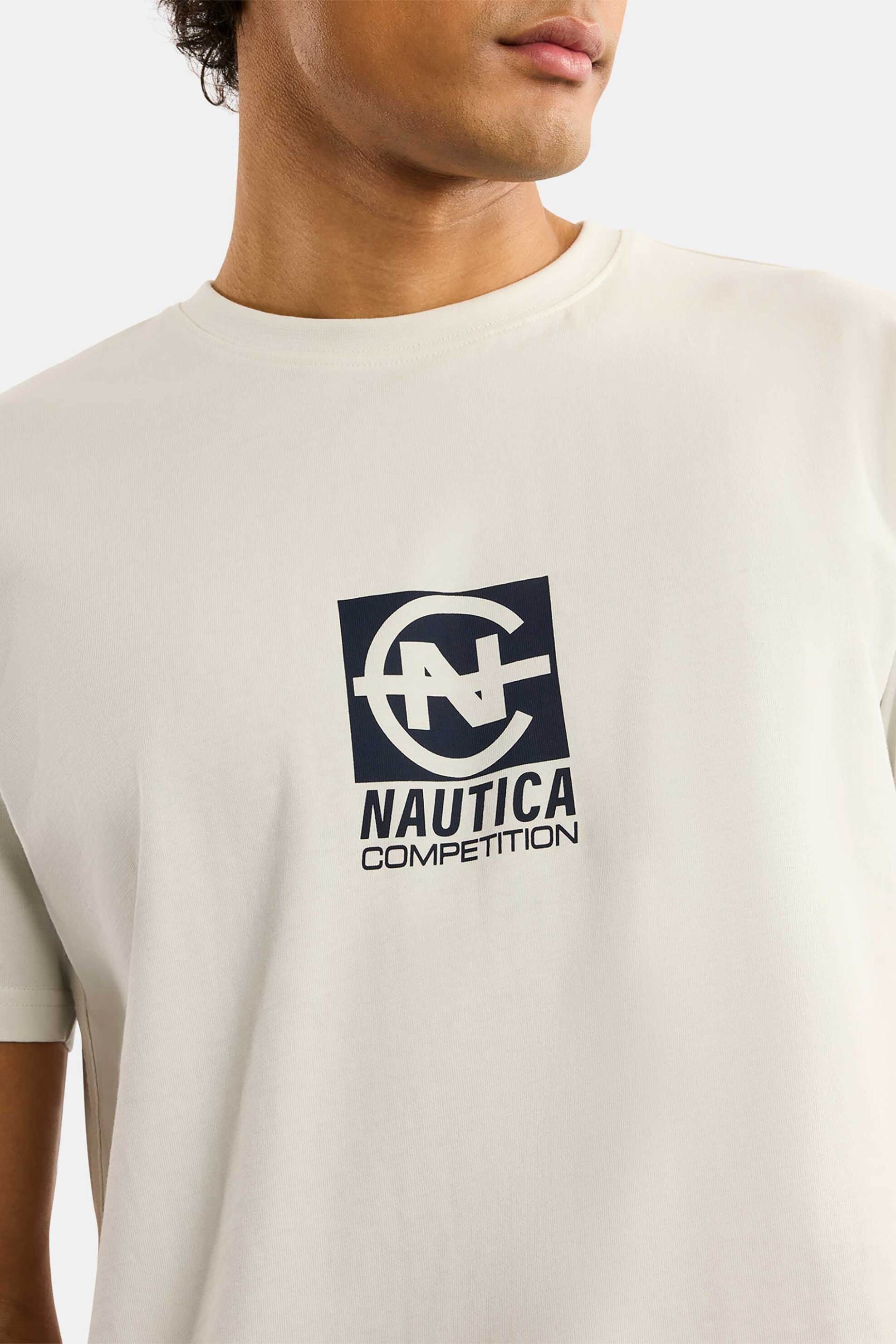 Nautica ανδρικό T-shirt με graphic logo print Regular Fit "Fermoy" - N7R02878 Εκρού φωτογραφία