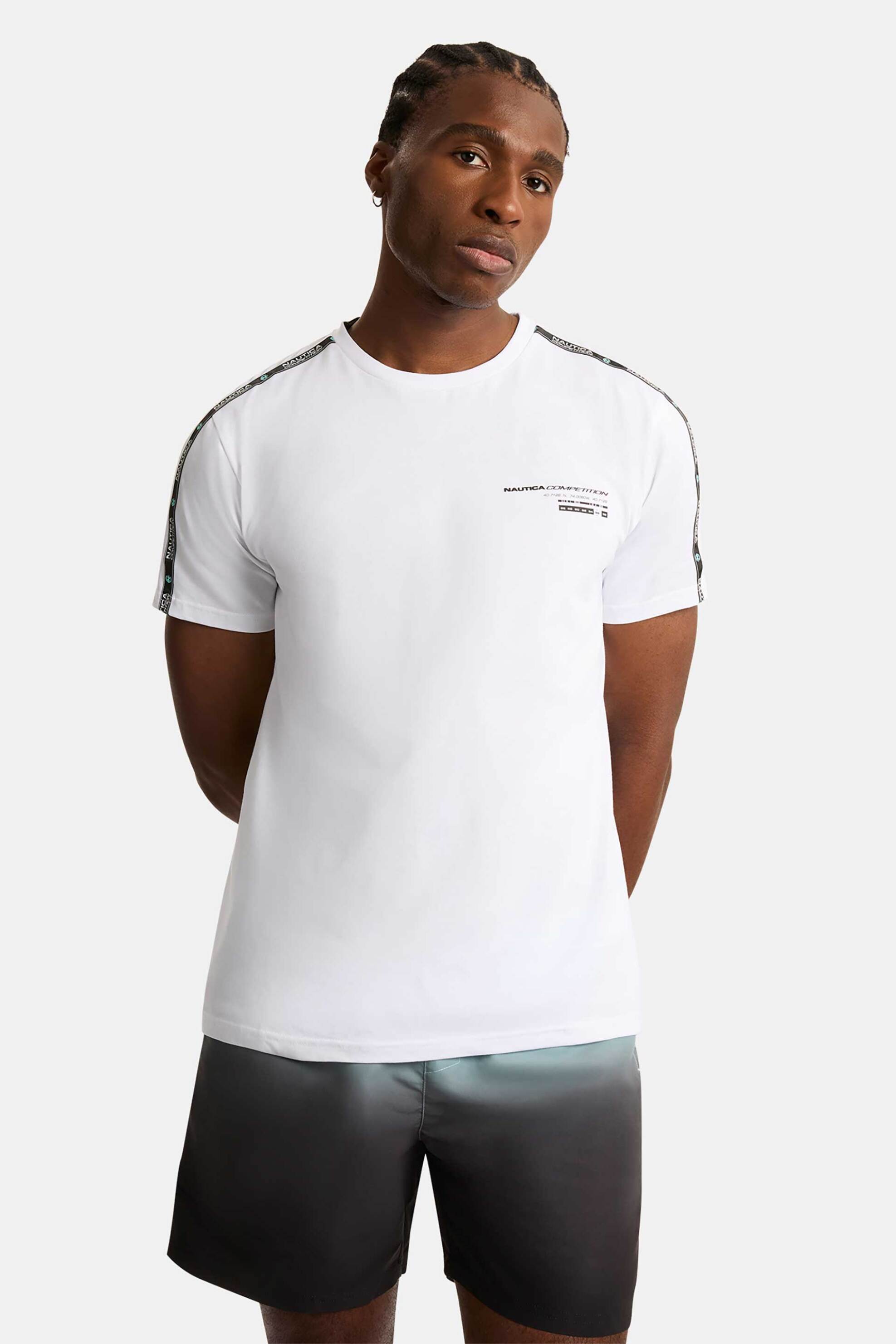 NAUTICA Nautica ανδρικό T-shirt με lettering και logo tape "Shoys" - N7S03365 Λευκό