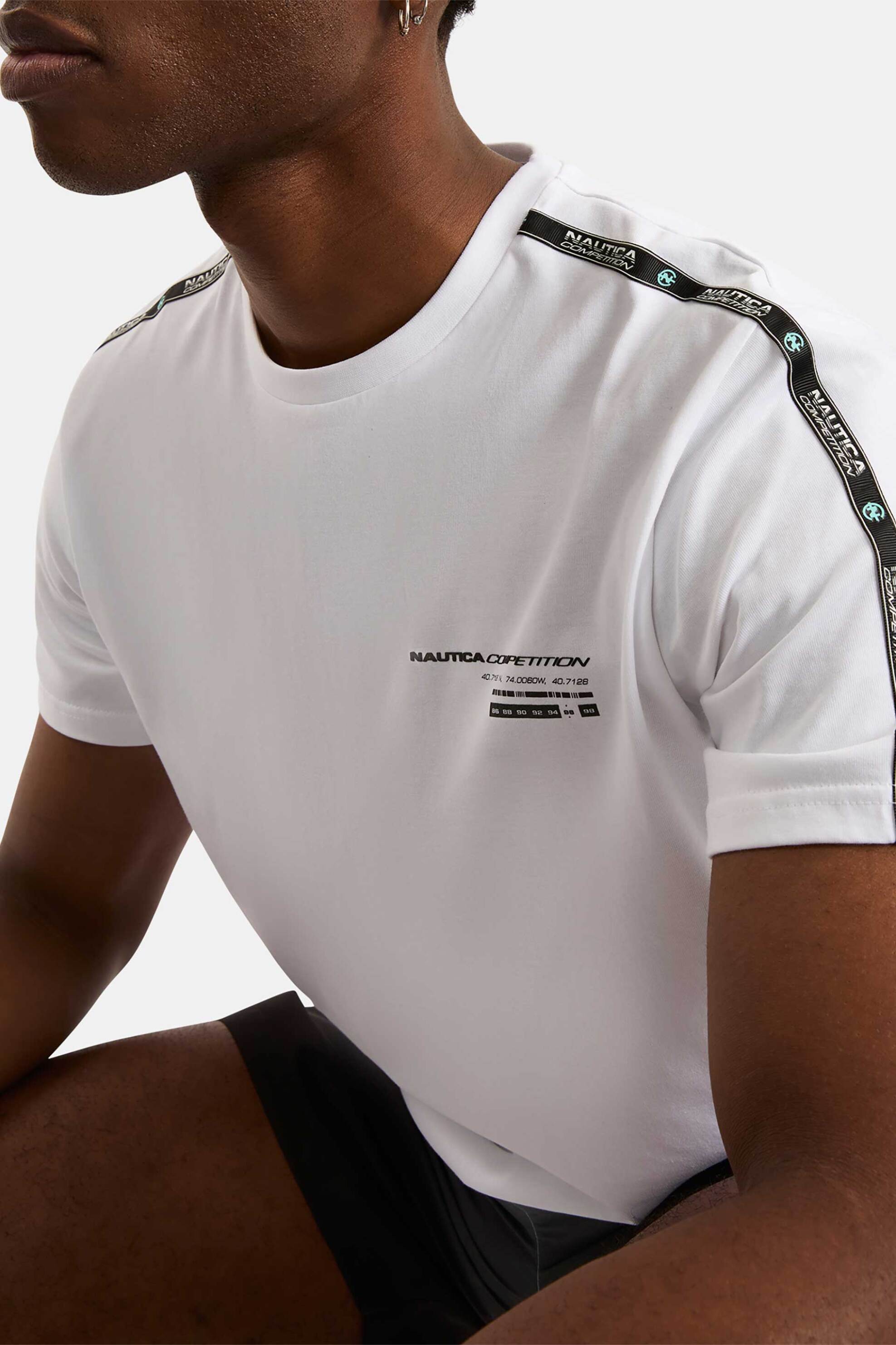 Nautica ανδρικό T-shirt με lettering και logo tape "Shoys" - N7S03365 Λευκό φωτογραφία