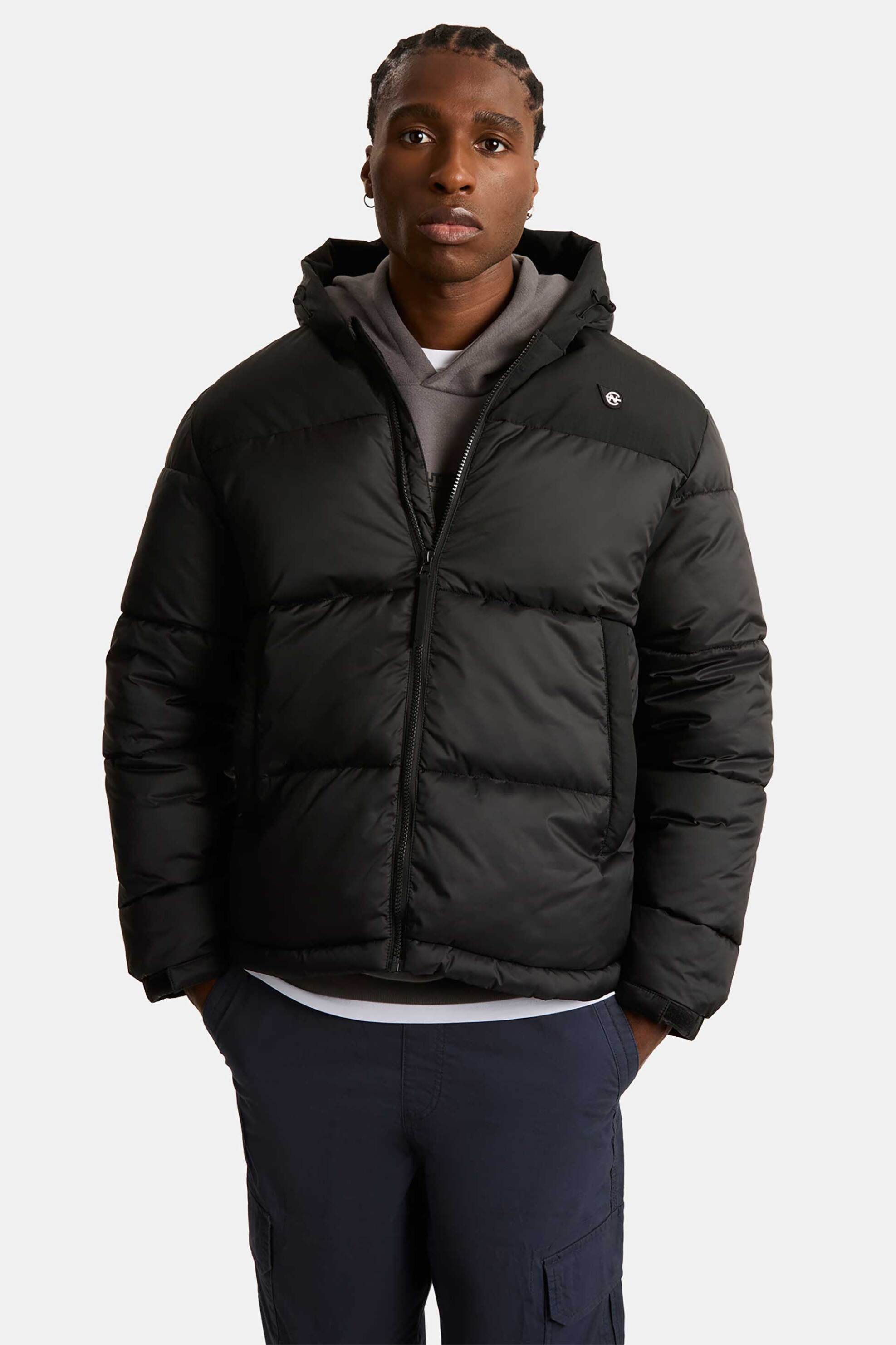 Nautica ανδρικό μπουφάν με καπιτονέ σχέδιο και κουκούλα "Metz" - N7S03389 Μαύρο