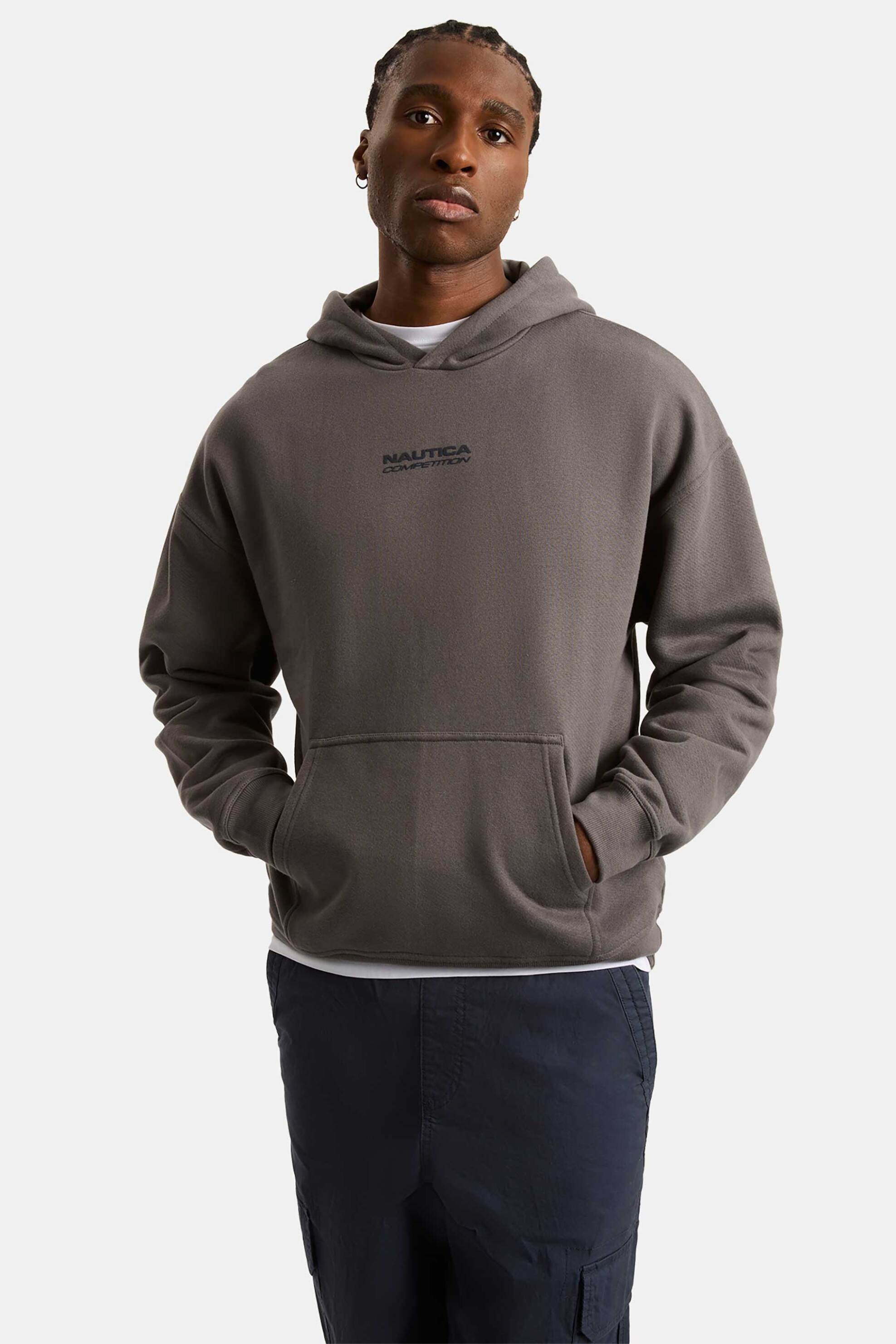 NAUTICA Nautica ανδρική μπλούζα φούτερ με κουκούλα και λογότυπο "Cecil" - N7S03393 Taupe