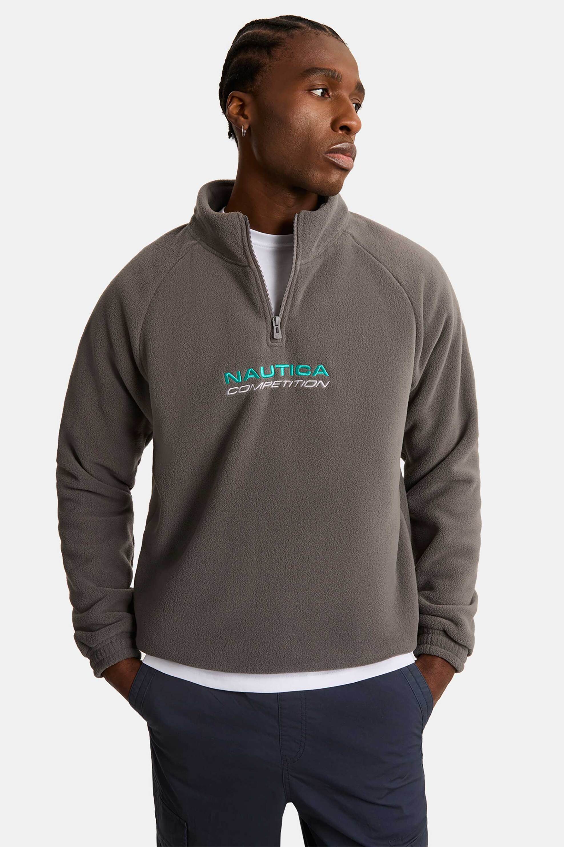 NAUTICA Nautica ανδρική μπλούζα φούτερ με λογότυπο και ψηλό λαιμό με φερμουάρ 1/2 "Kennan" - N7S03404 Taupe