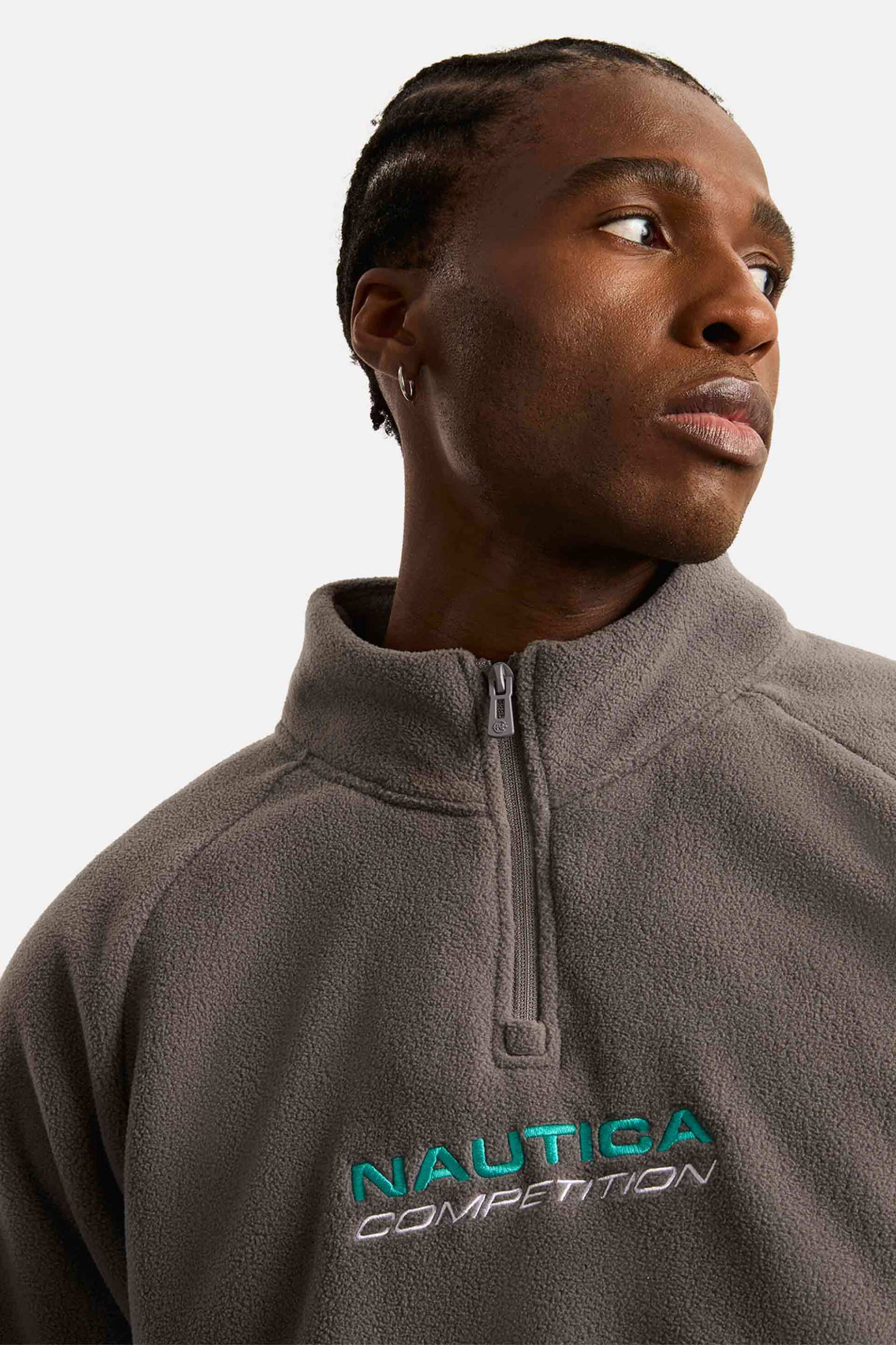 Nautica ανδρική μπλούζα φούτερ με λογότυπο και ψηλό λαιμό με φερμουάρ 1/2 "Kennan" - N7S03404 Taupe φωτογραφία