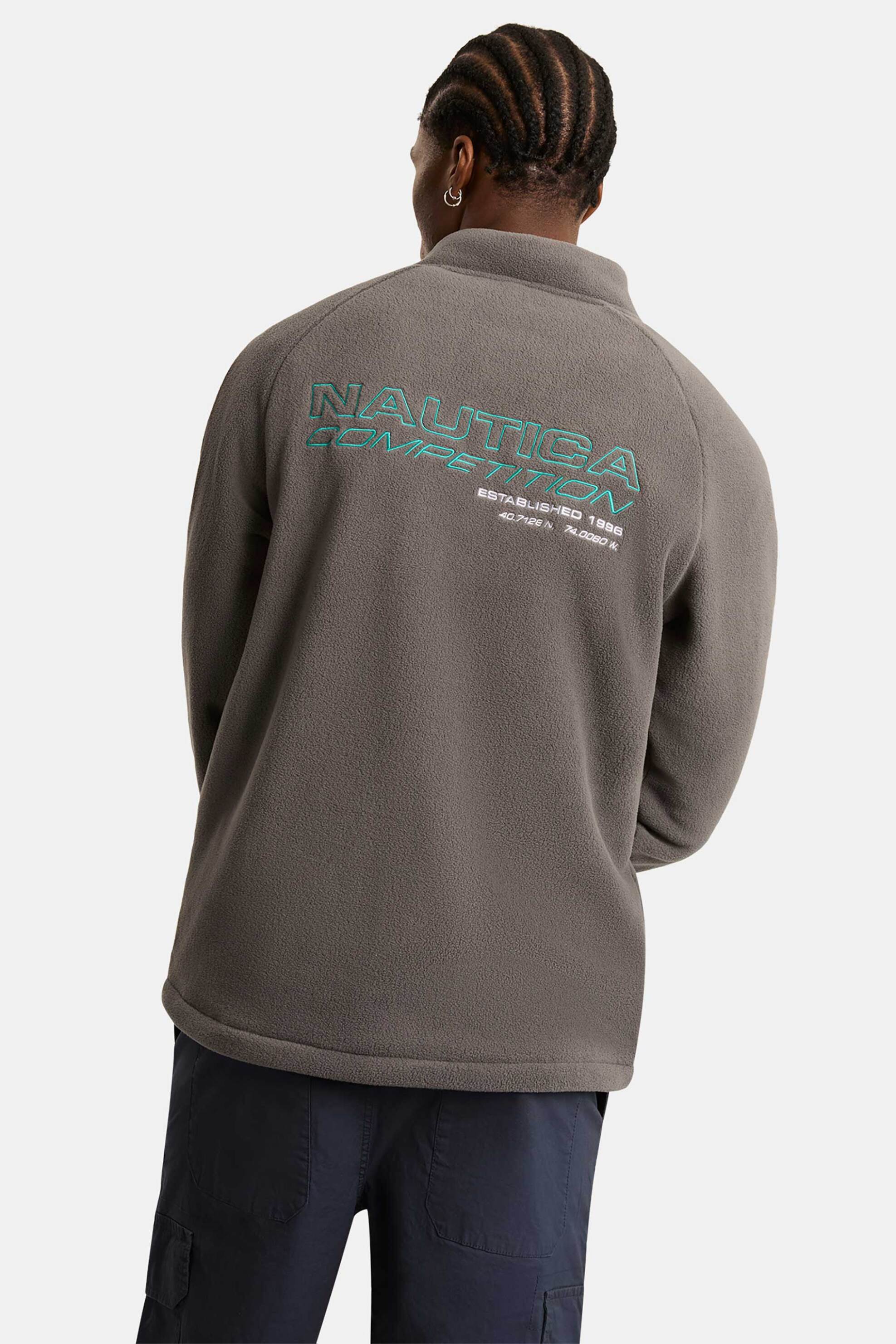 Nautica ανδρική μπλούζα φούτερ με λογότυπο και ψηλό λαιμό με φερμουάρ 1/2 "Kennan" - N7S03404 Taupe φωτογραφία