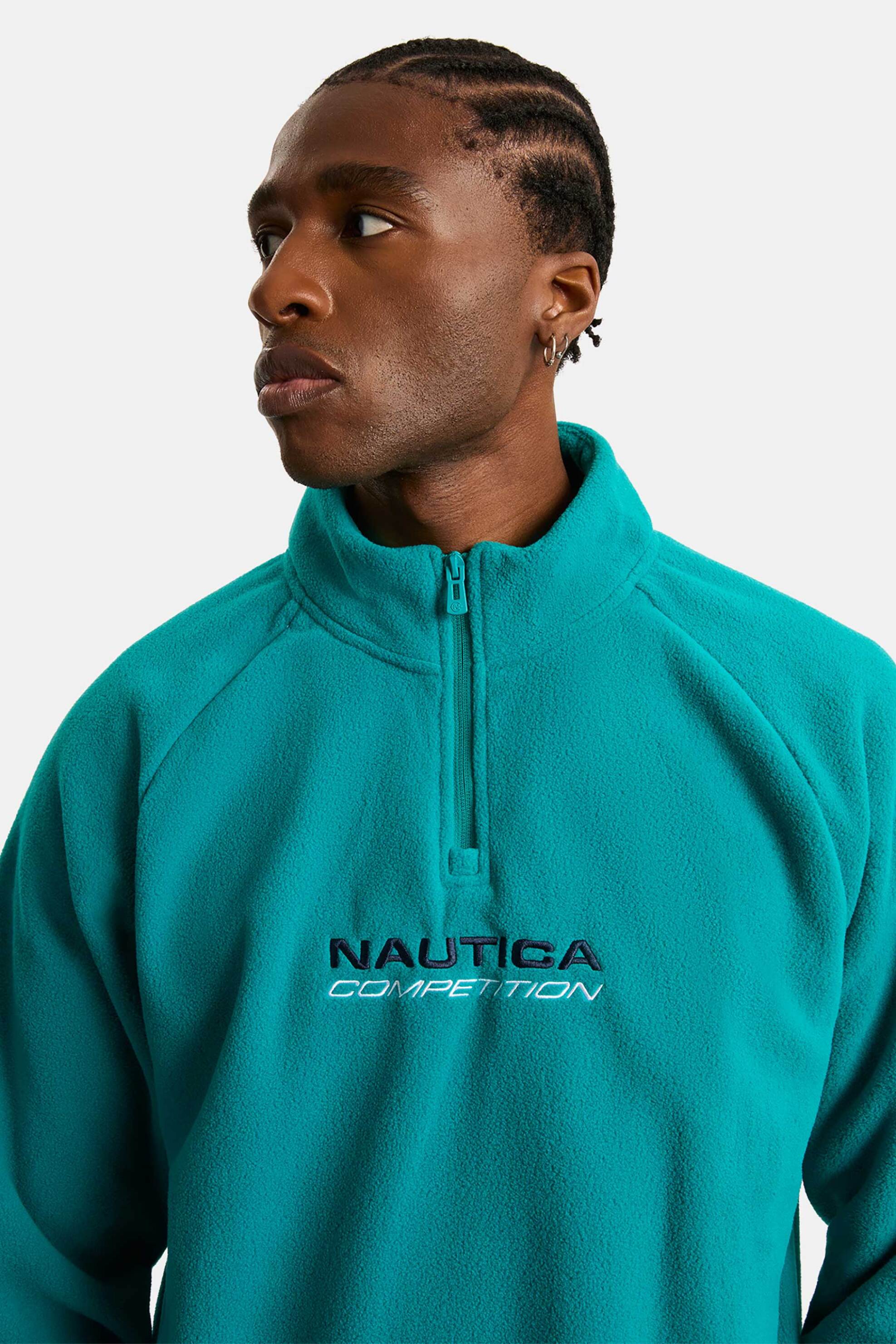 Nautica ανδρική μπλούζα φούτερ με λογότυπο και ψηλό λαιμό με φερμουάρ 1/2 "Kennan" - N7S03404 Τυρκουάζ φωτογραφία