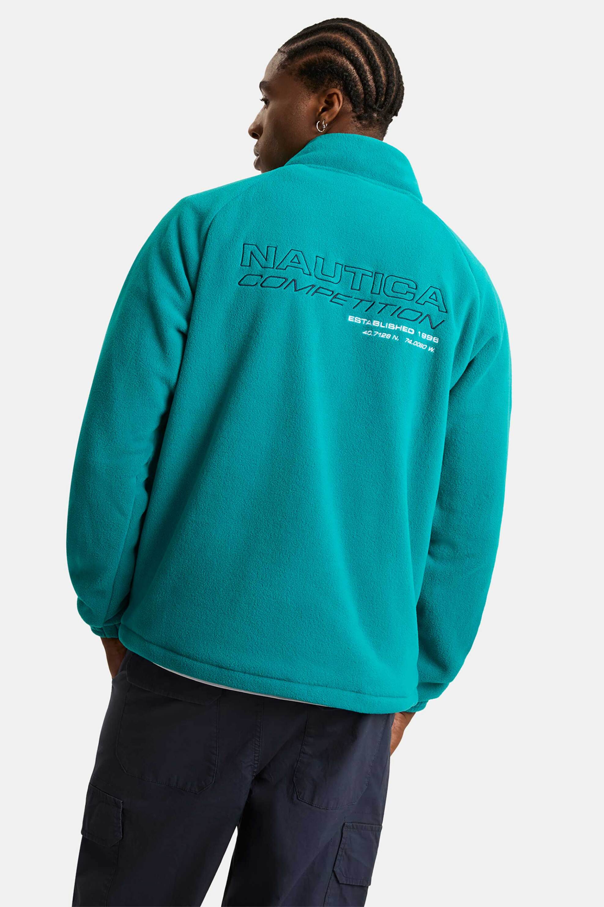Nautica ανδρική μπλούζα φούτερ με λογότυπο και ψηλό λαιμό με φερμουάρ 1/2 "Kennan" - N7S03404 Τυρκουάζ φωτογραφία