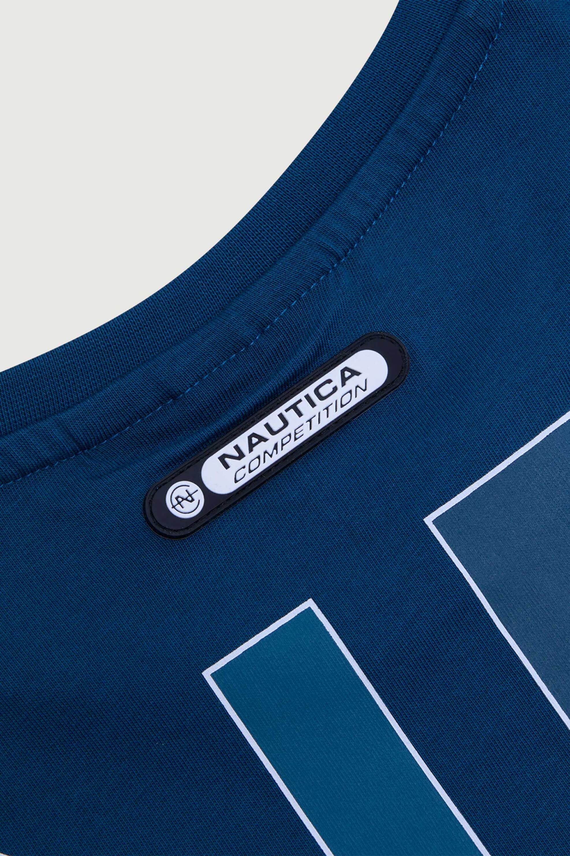 Nautica Ανδρικό T-Shirt με Λογότυπο Και Graphic Print Στο Πίσω Μέρος Grinnell - N7V03935 Μπλε