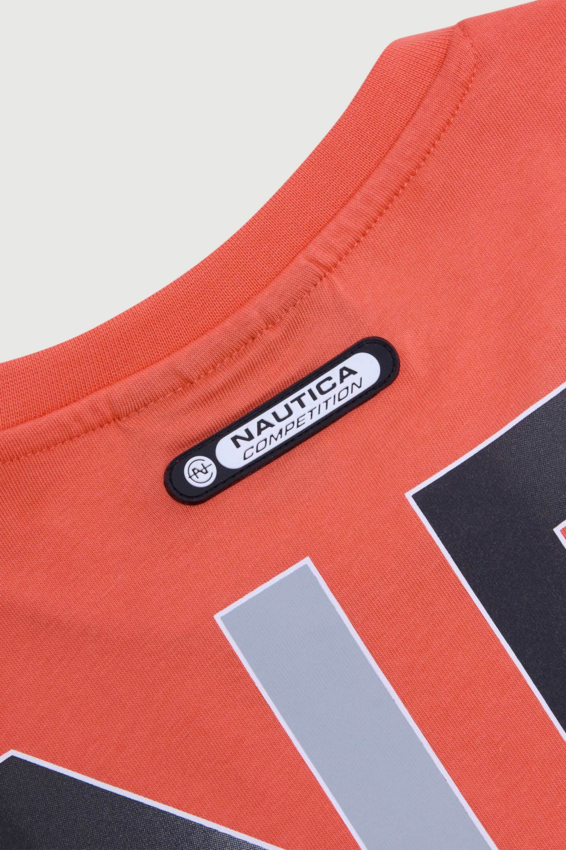 Nautica Ανδρικό T-Shirt με Λογότυπο Και Graphic Print Στο Πίσω Μέρος Grinnell - N7V03935 Κοραλί