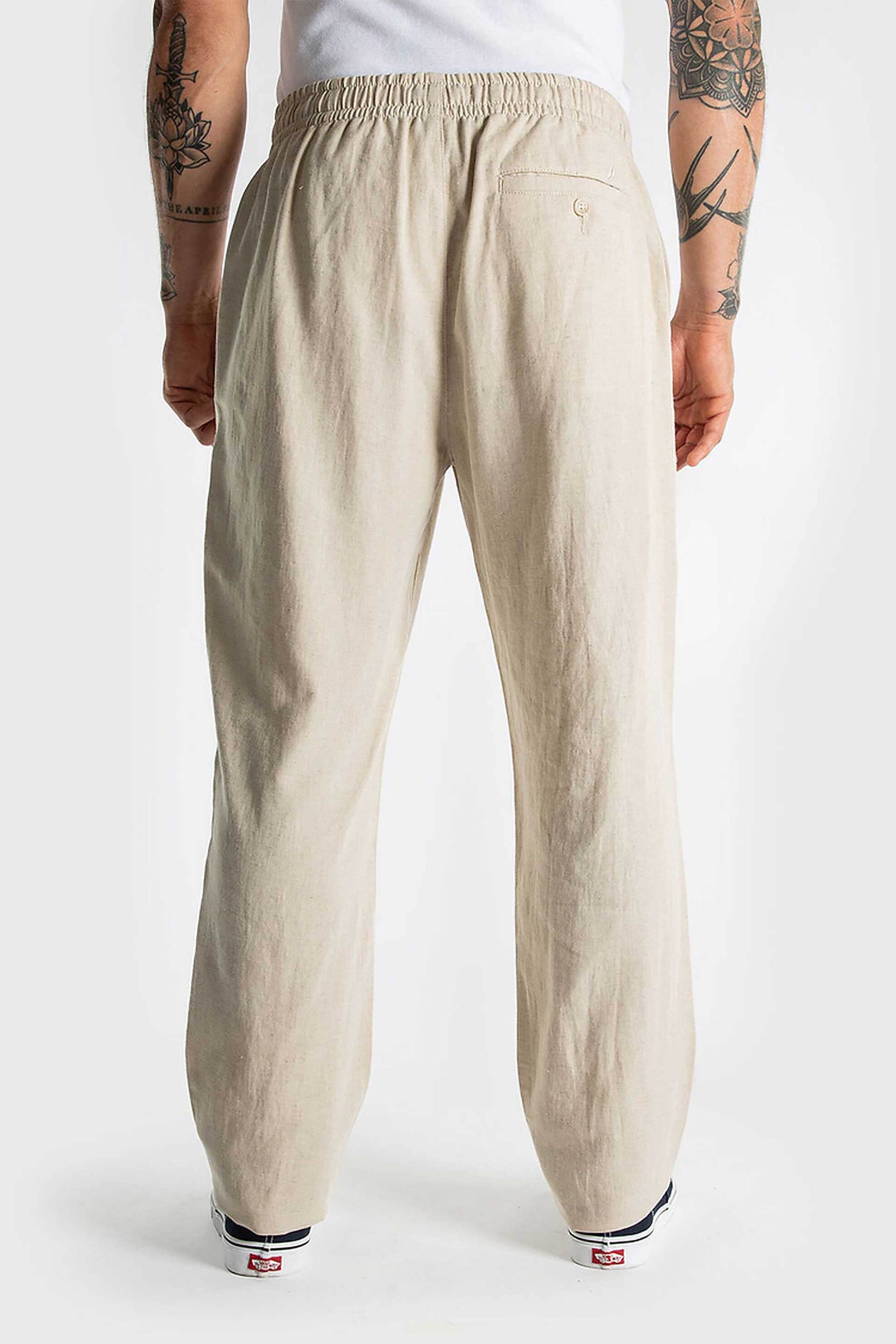 Nautica Ανδρικό Λινό Παντελόνι με Ελαστική Μέση Relaxed Fit - Nap171224 Εκρού