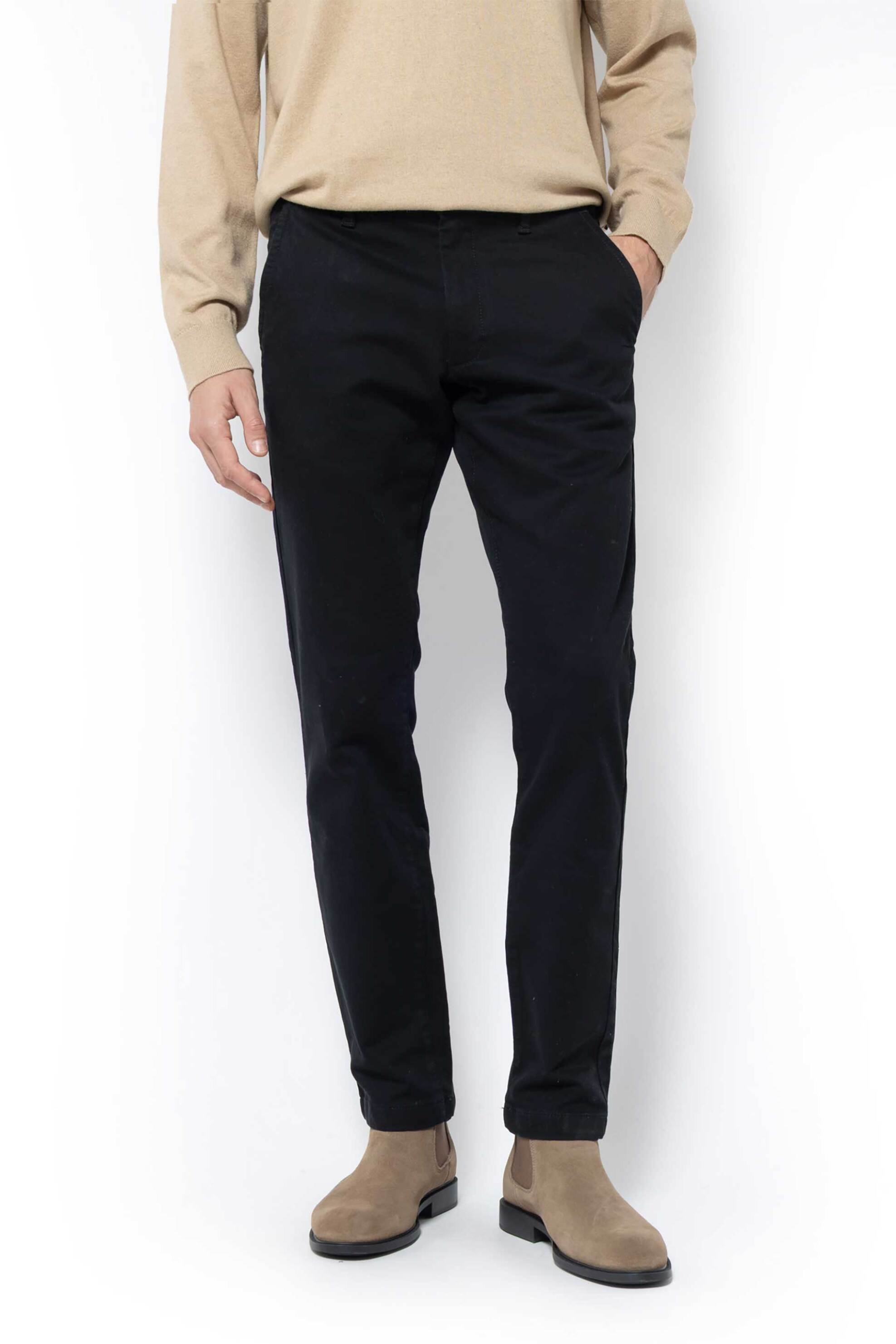 Nautica ανδρικό παντελόνι chino μονόχρωμο Classic Fit - P57901 Μαύρο