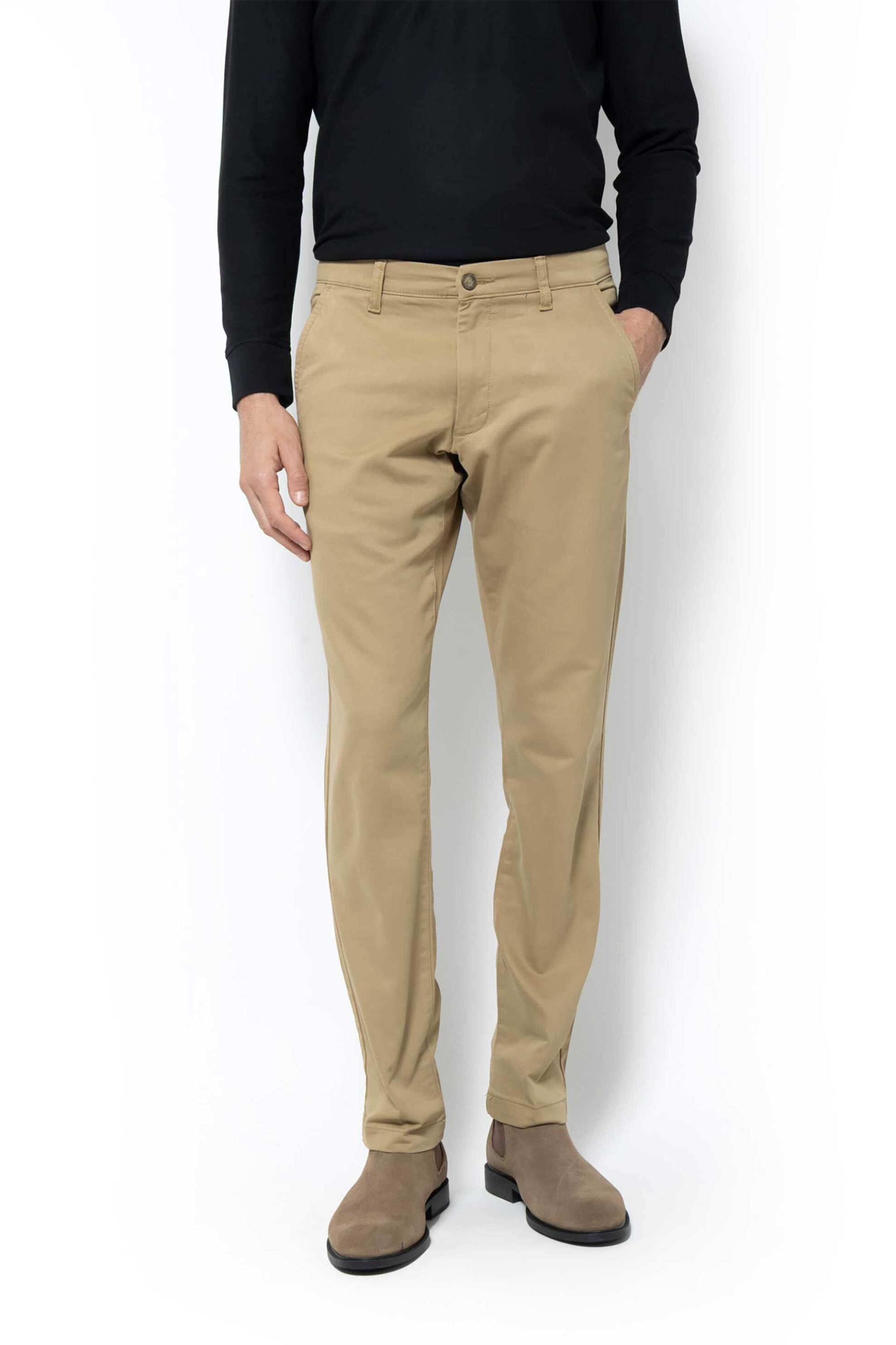 Nautica ανδρικό παντελόνι chino μονόχρωμο Classic Fit - P57901 Μπεζ
