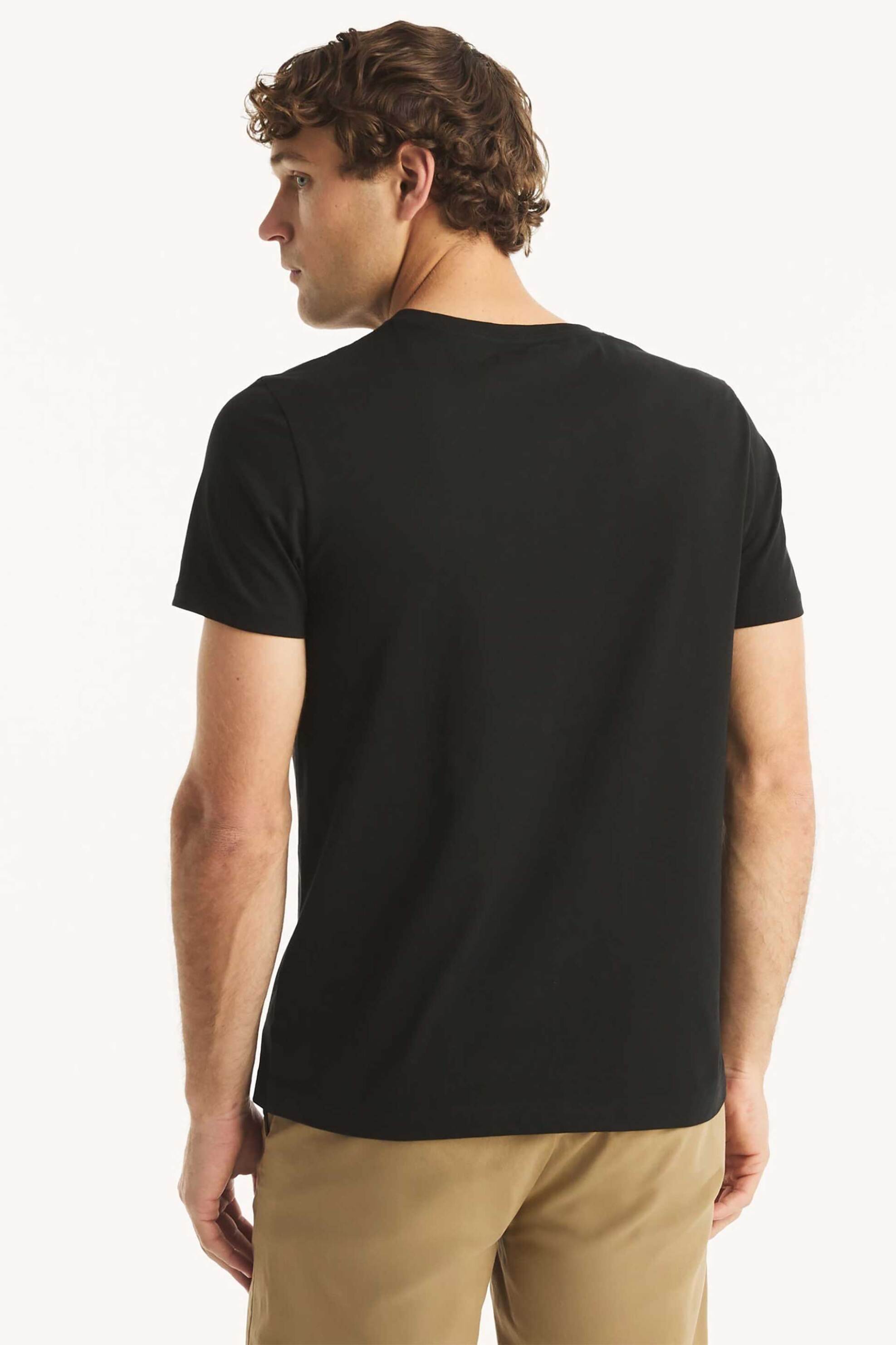 Nautica Ανδρικό T-Shirt με Κεντημένο Λογότυπο Classic Fit - Vr8100 Μαύρο