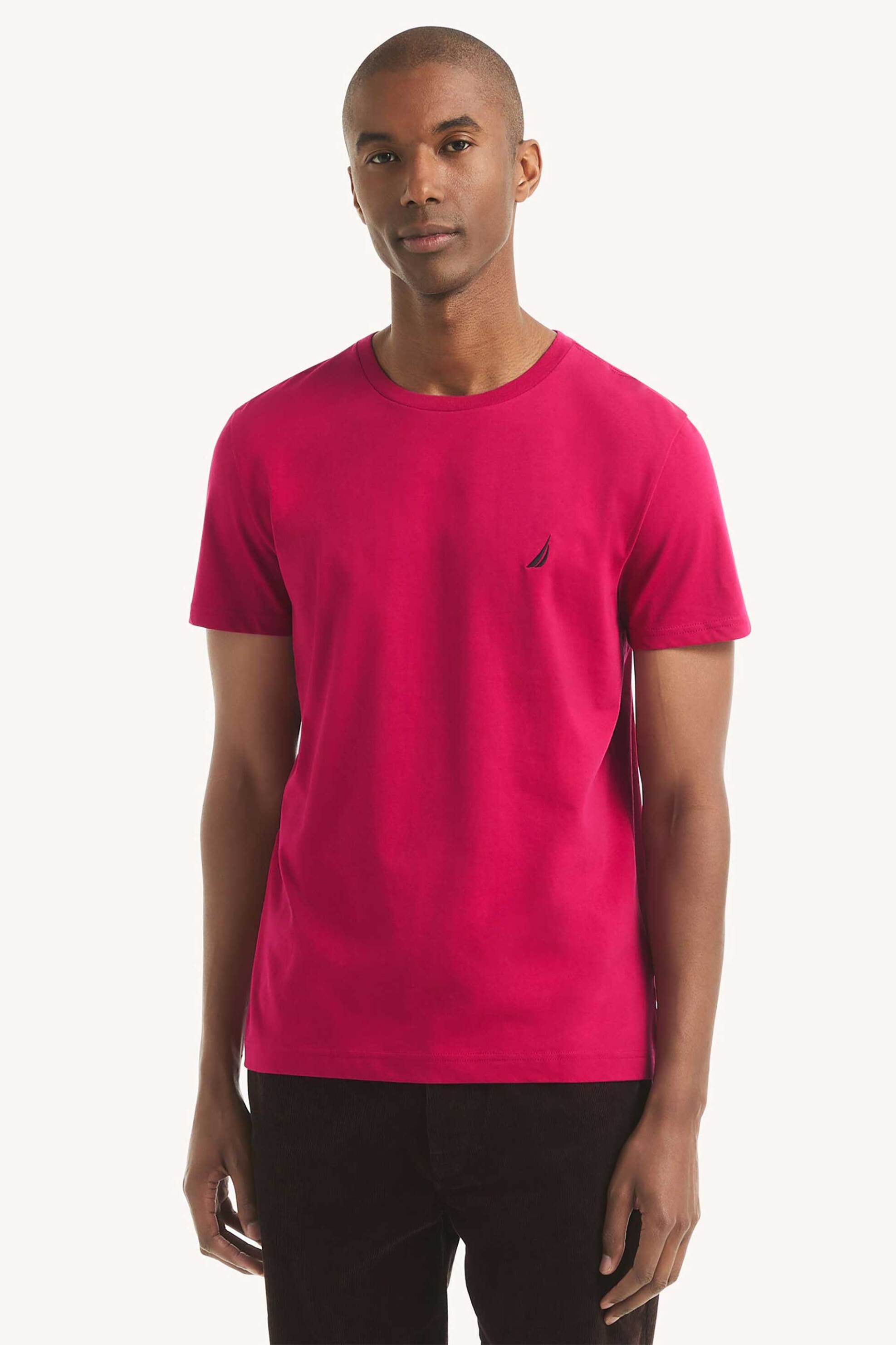 Nautica ανδρικό T-shirt με κεντημένο λογότυπο Classic Fit - VR8100 Φούξια