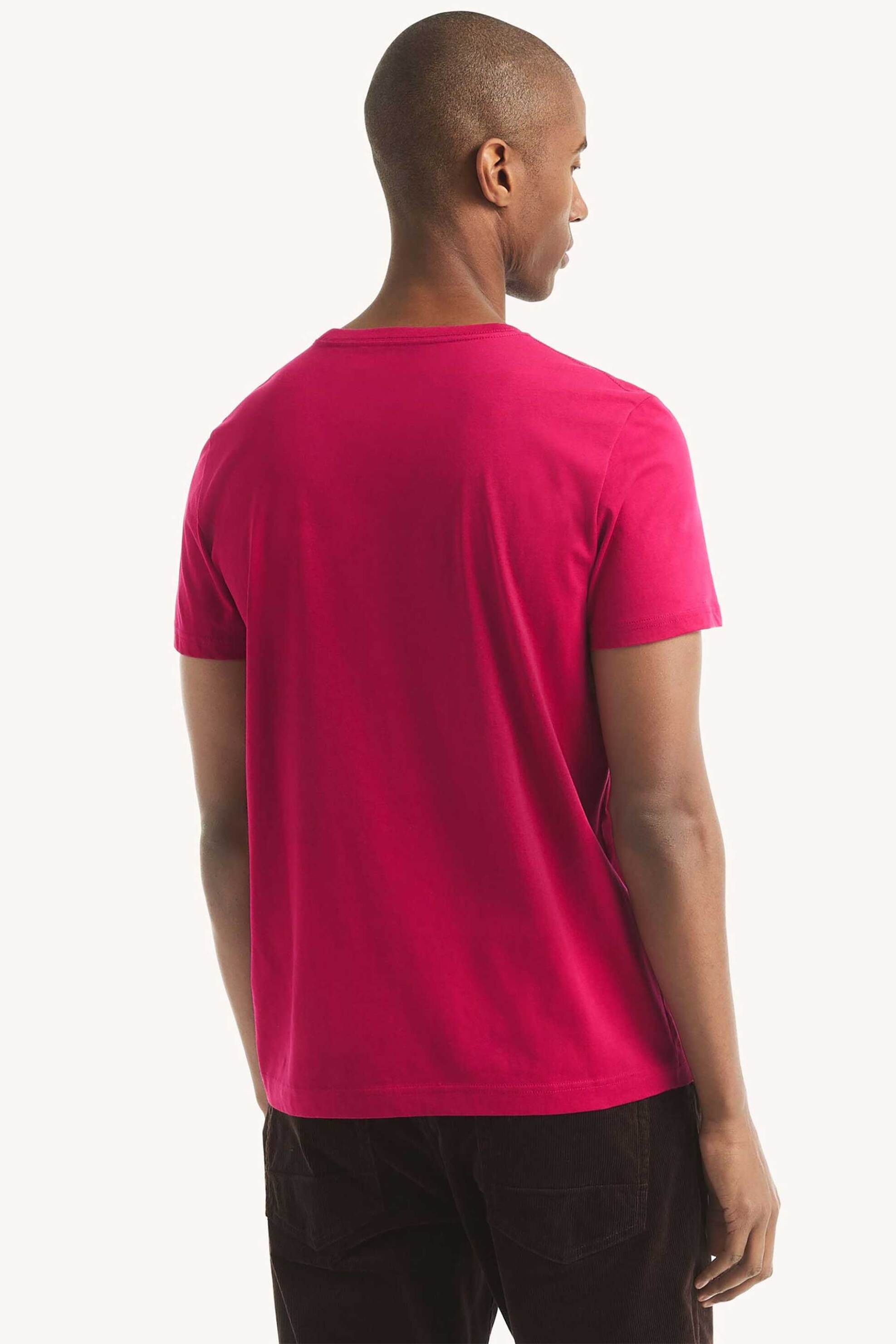 Nautica Ανδρικό T-Shirt με Κεντημένο Λογότυπο Classic Fit - Vr8100 Φούξια