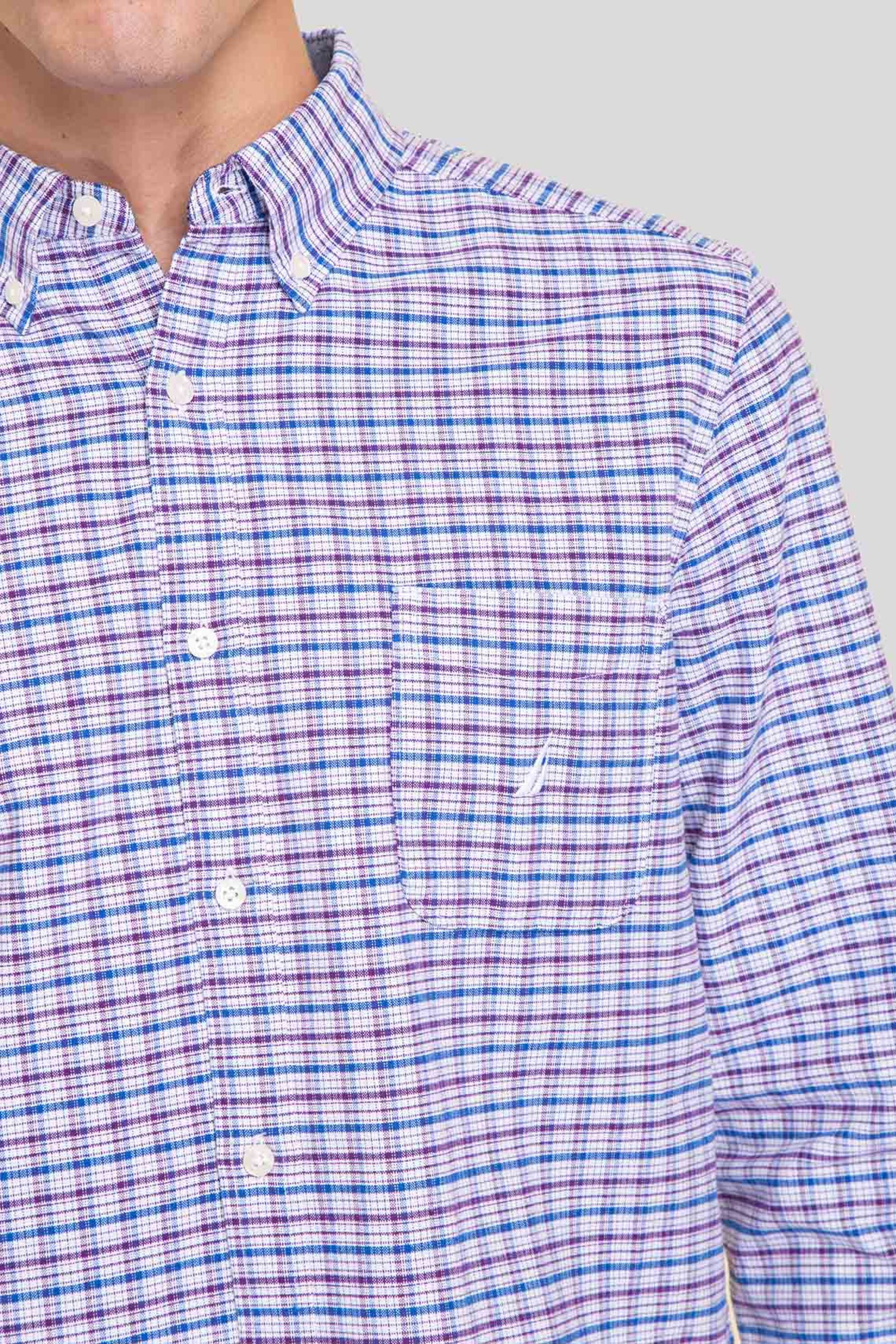 Nautica ανδρικό πουκάμισο button down με καρό σχέδιο και τσέπη με λογότυπο - W47119 Μπλε φωτογραφία