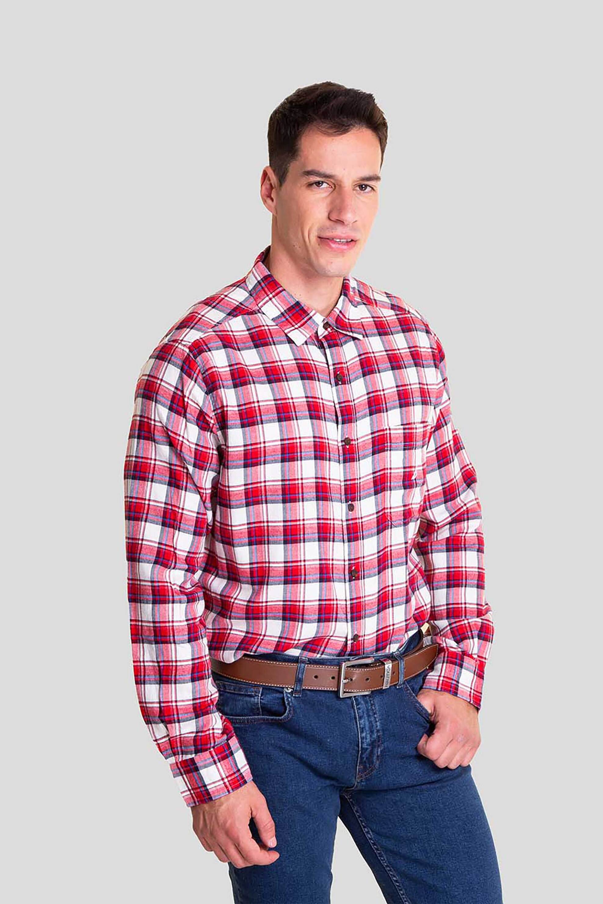 Nautica ανδρικό πουκάμισο με καρό σχέδιο και τσέπη με κεντημένο λογότυπο - W47321 Κόκκινο φωτογραφία