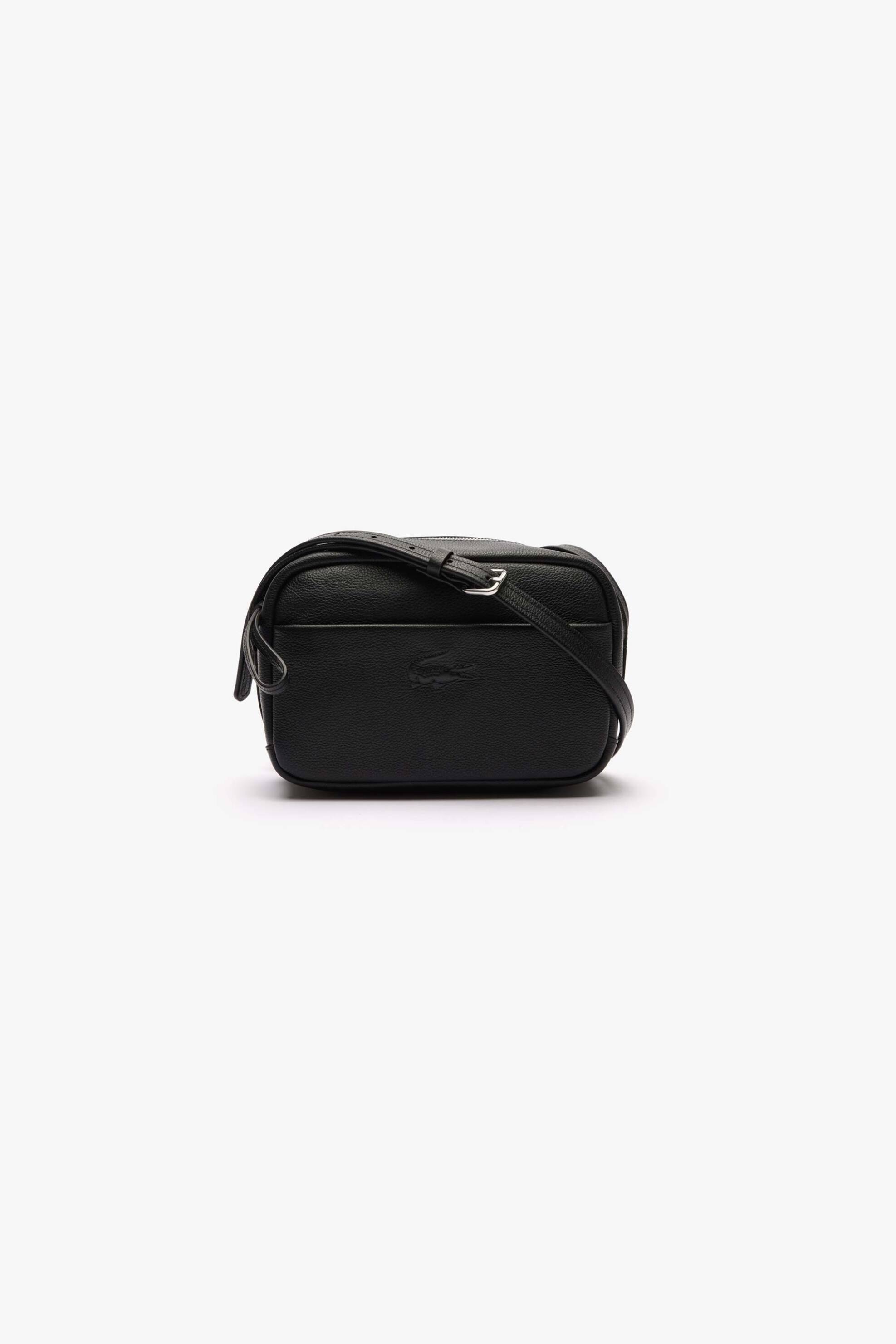 LACOSTE Lacoste γυναικεία δερμάτινη τσάντα crossbody μονόχρωμη με ανάγλυφη λεπτομέρεια - NF4506IE Μαύρο