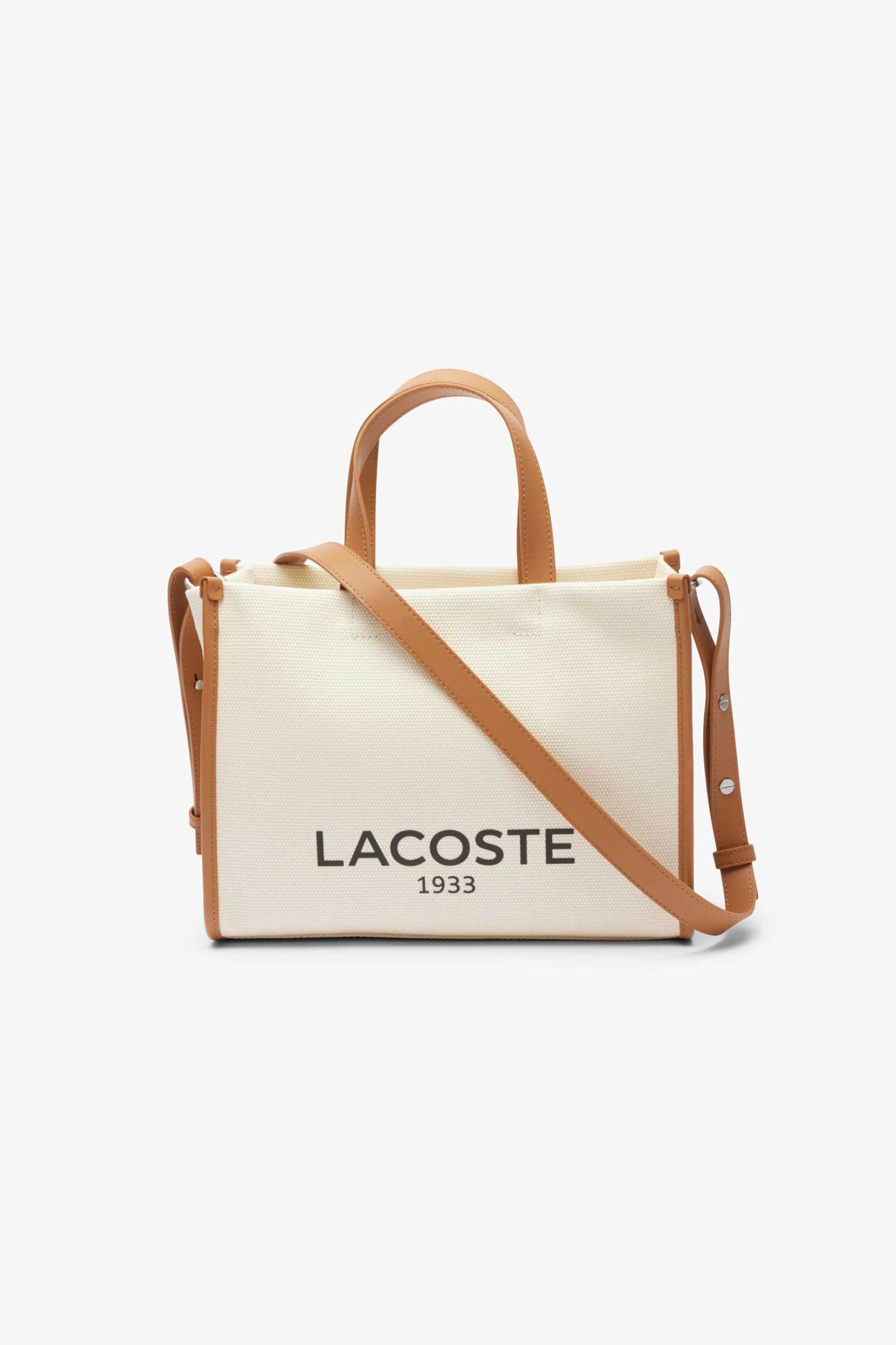 Lacoste γυναικεία τσάντα tote canvas με λογότυπο "Small Heritage" - NF4641TD Εκρού