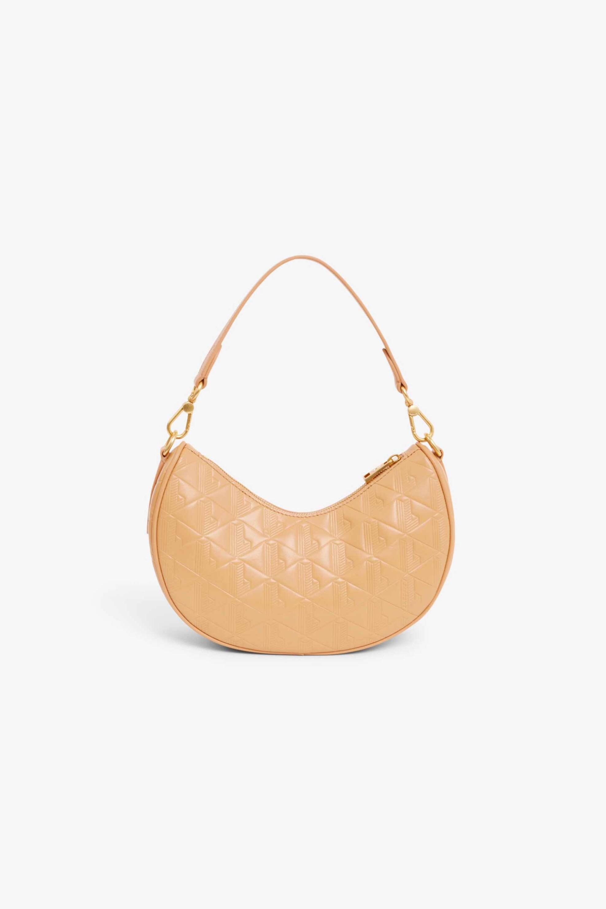 Lacoste Γυναικεία Δερμάτινη Τσάντα Ώμου με All-Over Monogram Maheki Half Moon - Nf4710Mh Καμηλό