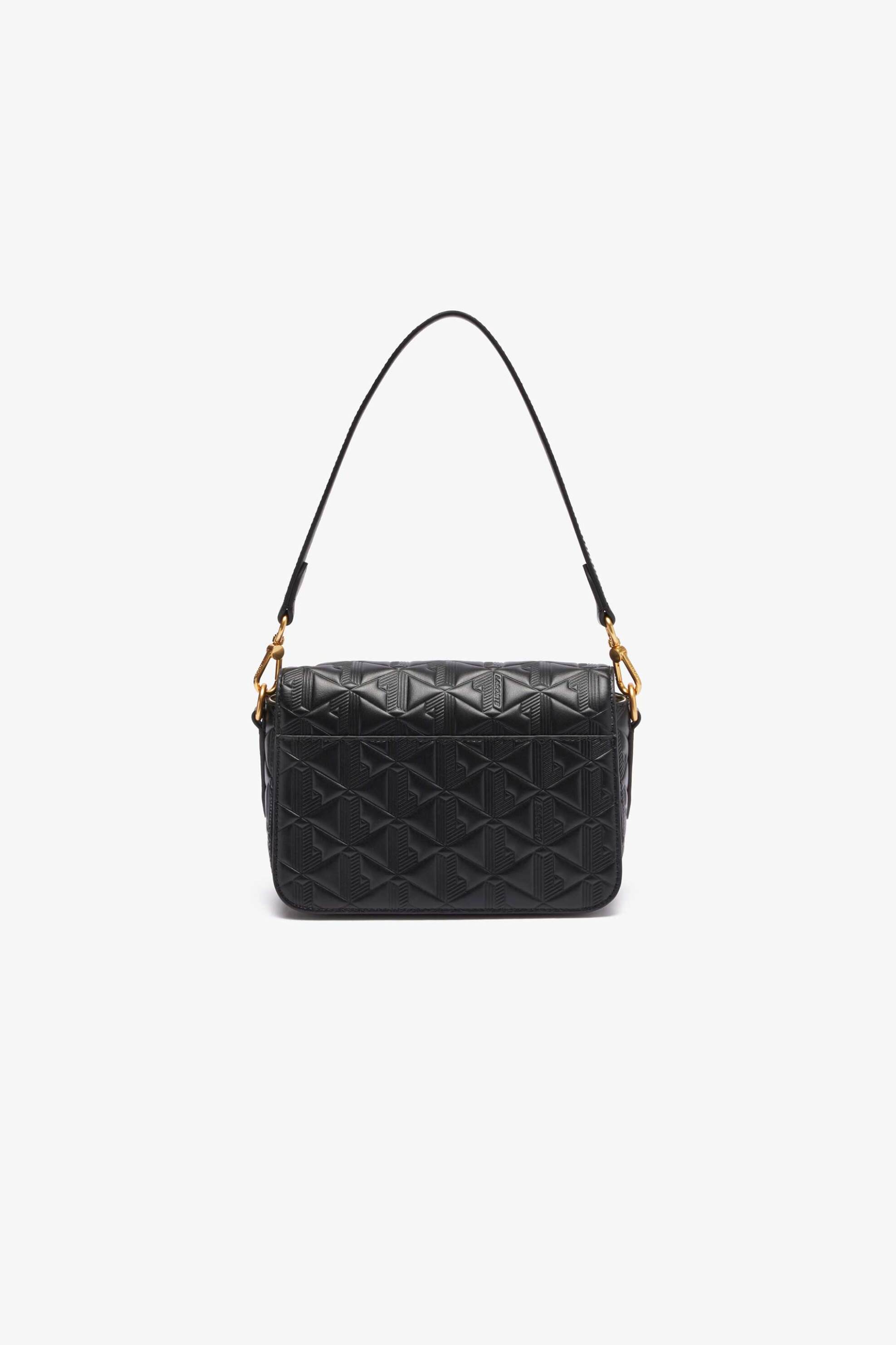 Lacoste Γυναικεία Δερμάτινη Τσάντα Ώμου με All-Over Monogram Maheki - Nf4712Mh Μαύρο